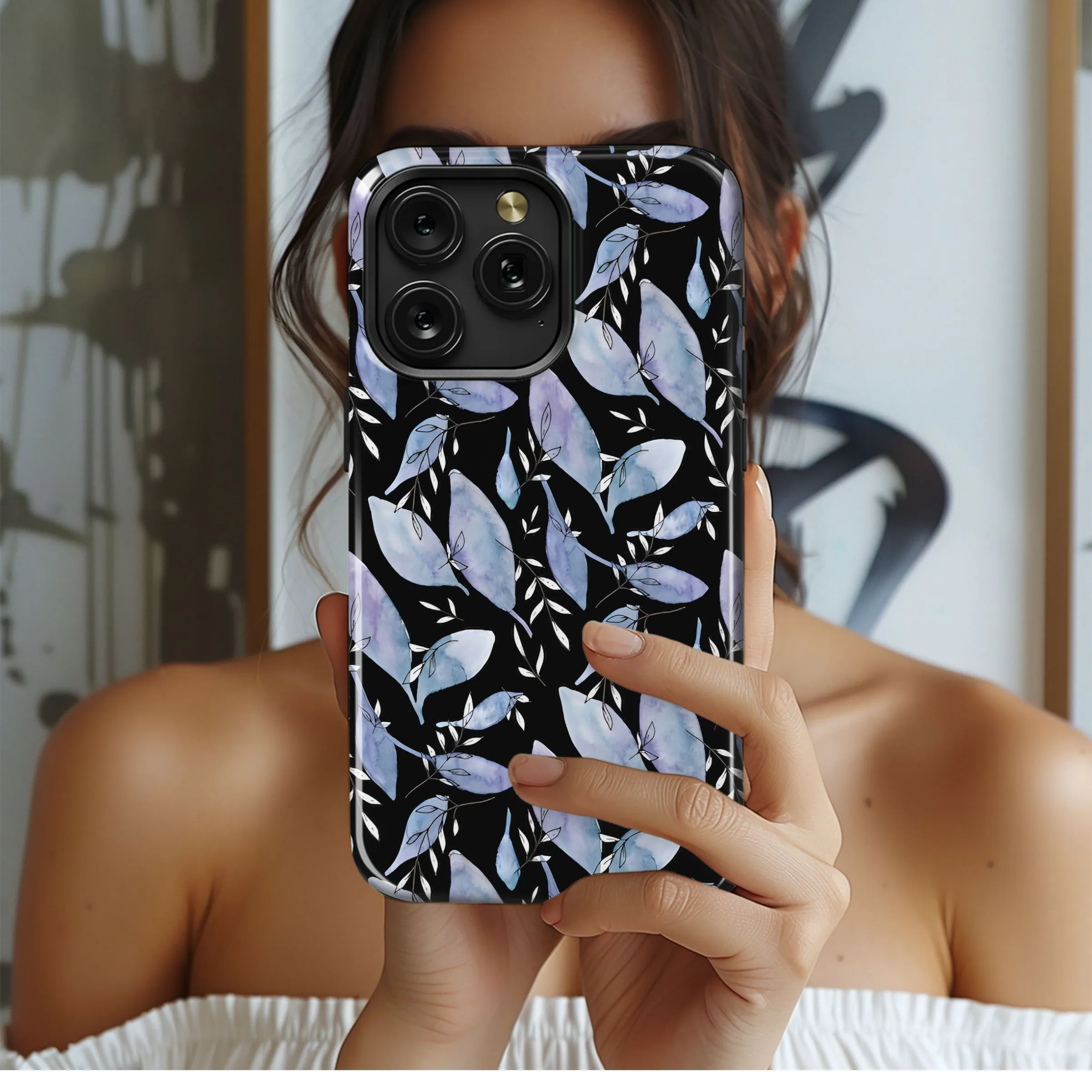 Indigo Foliage Pattern Phone Case iPhone Samsung Cover Pixel 5149