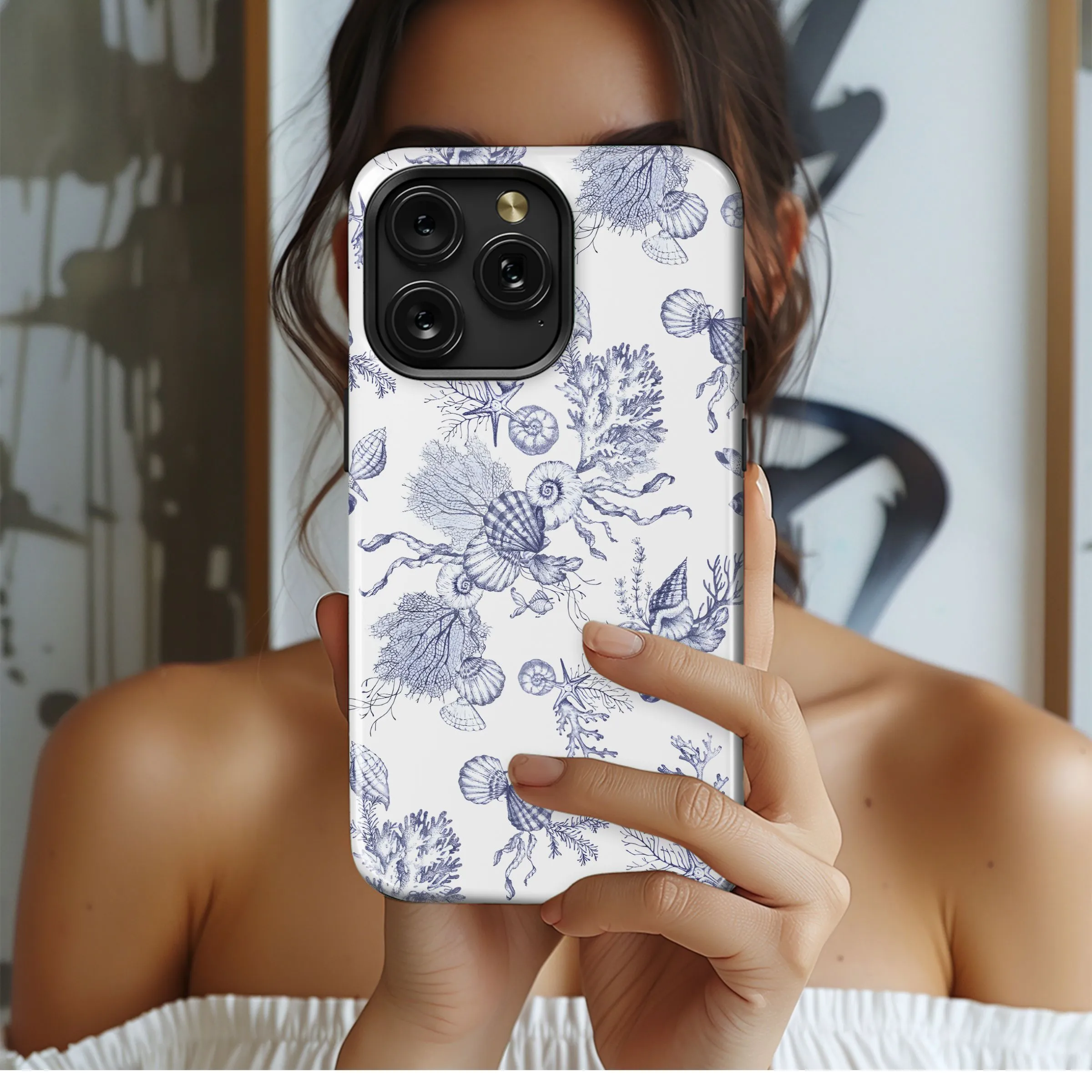 Indigo Sea Life Sketch Phone Case iPhone Samsung Cover Pixel 5076