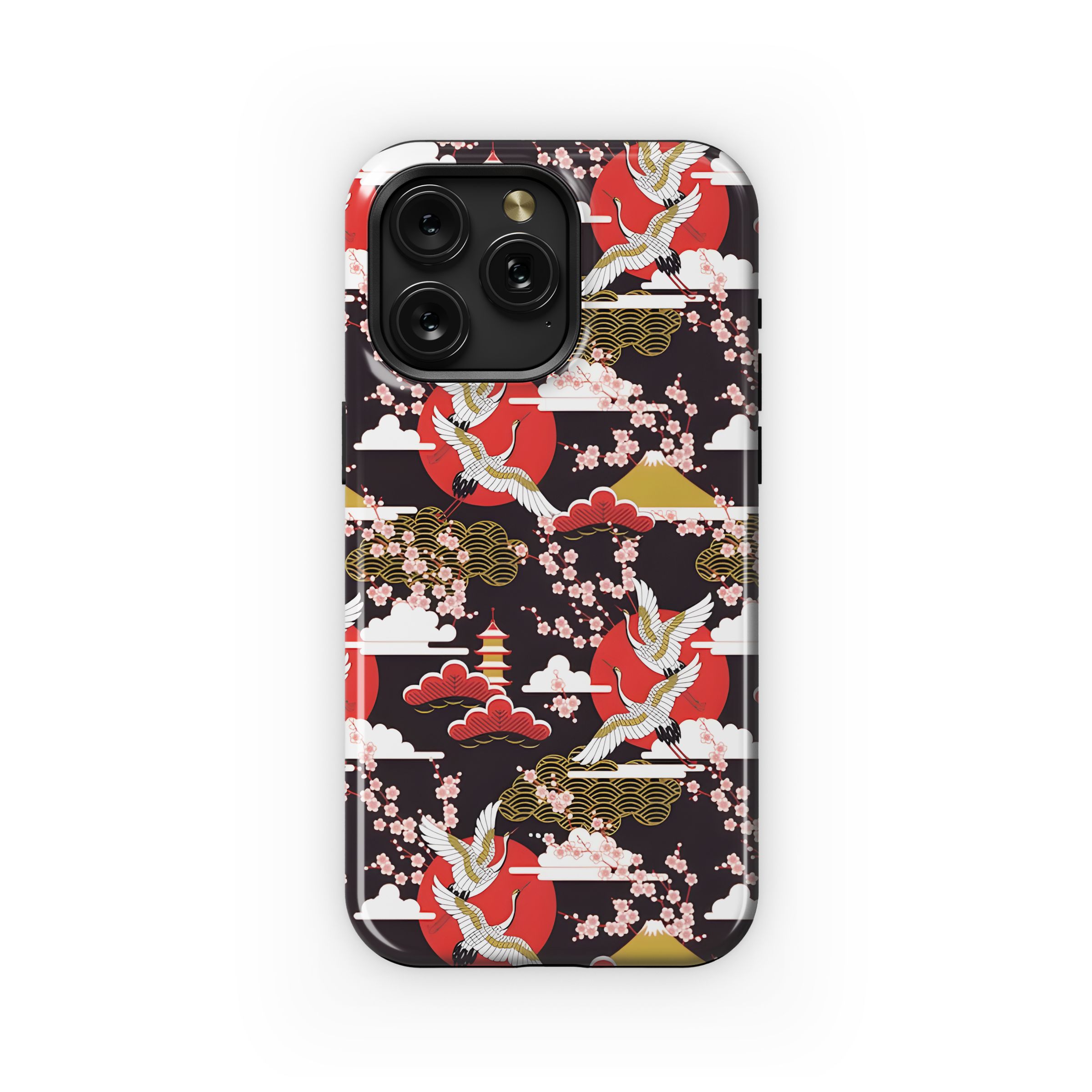 Japanese Cranes Sakura Mount Fuji Phone Case iPhone Samsung Cover Pixel 5235
