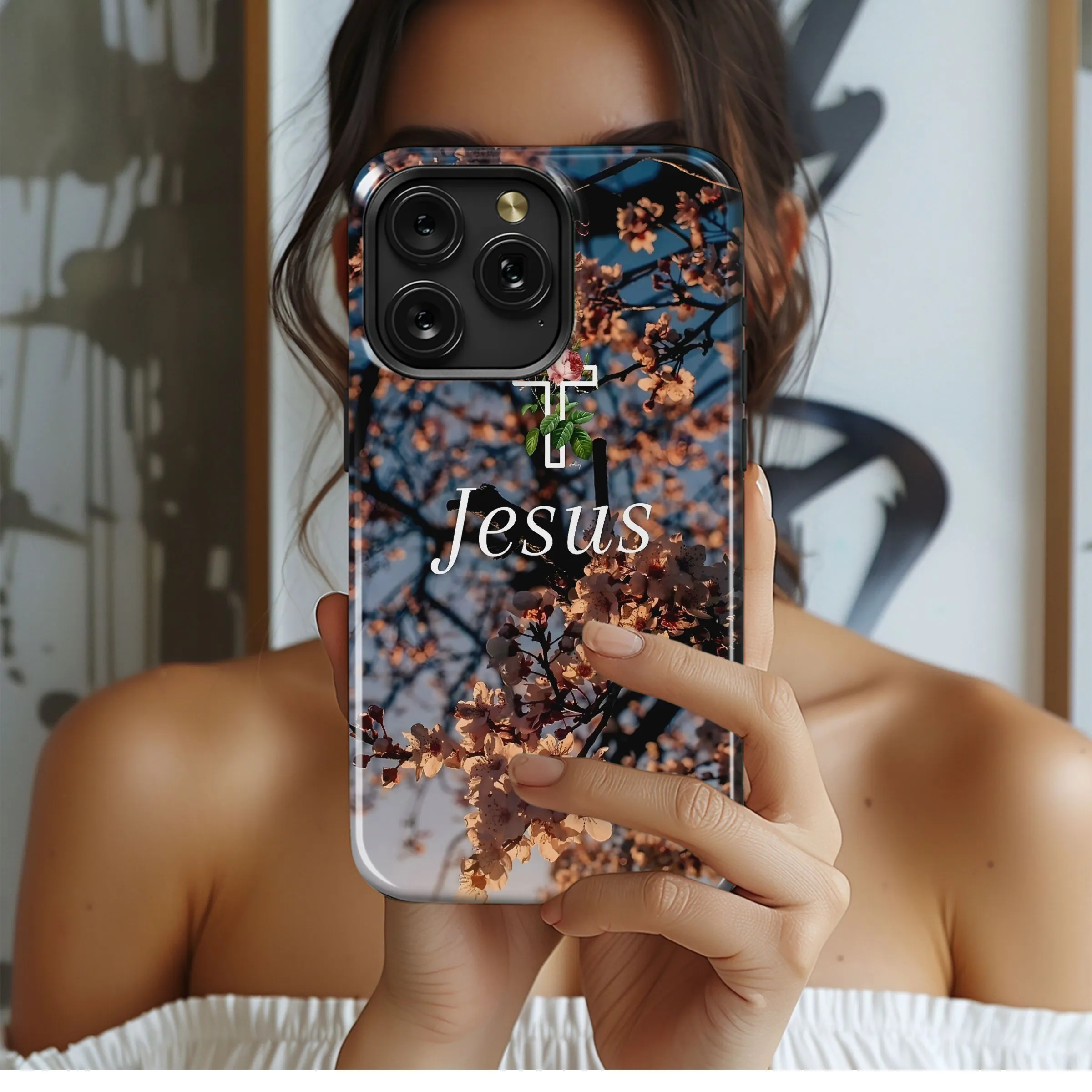 Jesus Cross Blooming Branch Faith Phone Case iPhone Samsung Cover Pixel 5023