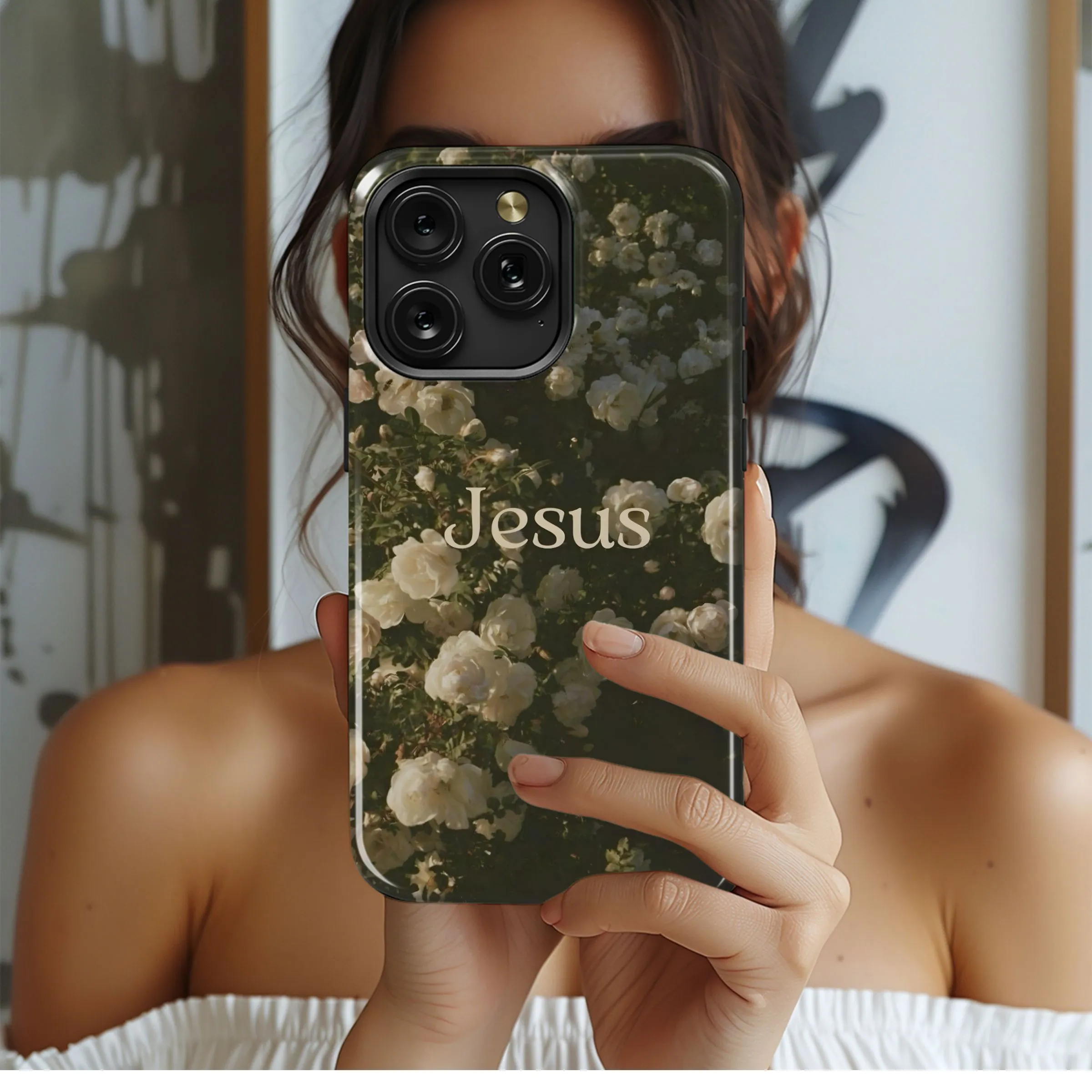 Jesus, Roses, Floral Design Phone Case iPhone Samsung Cover Pixel 5026