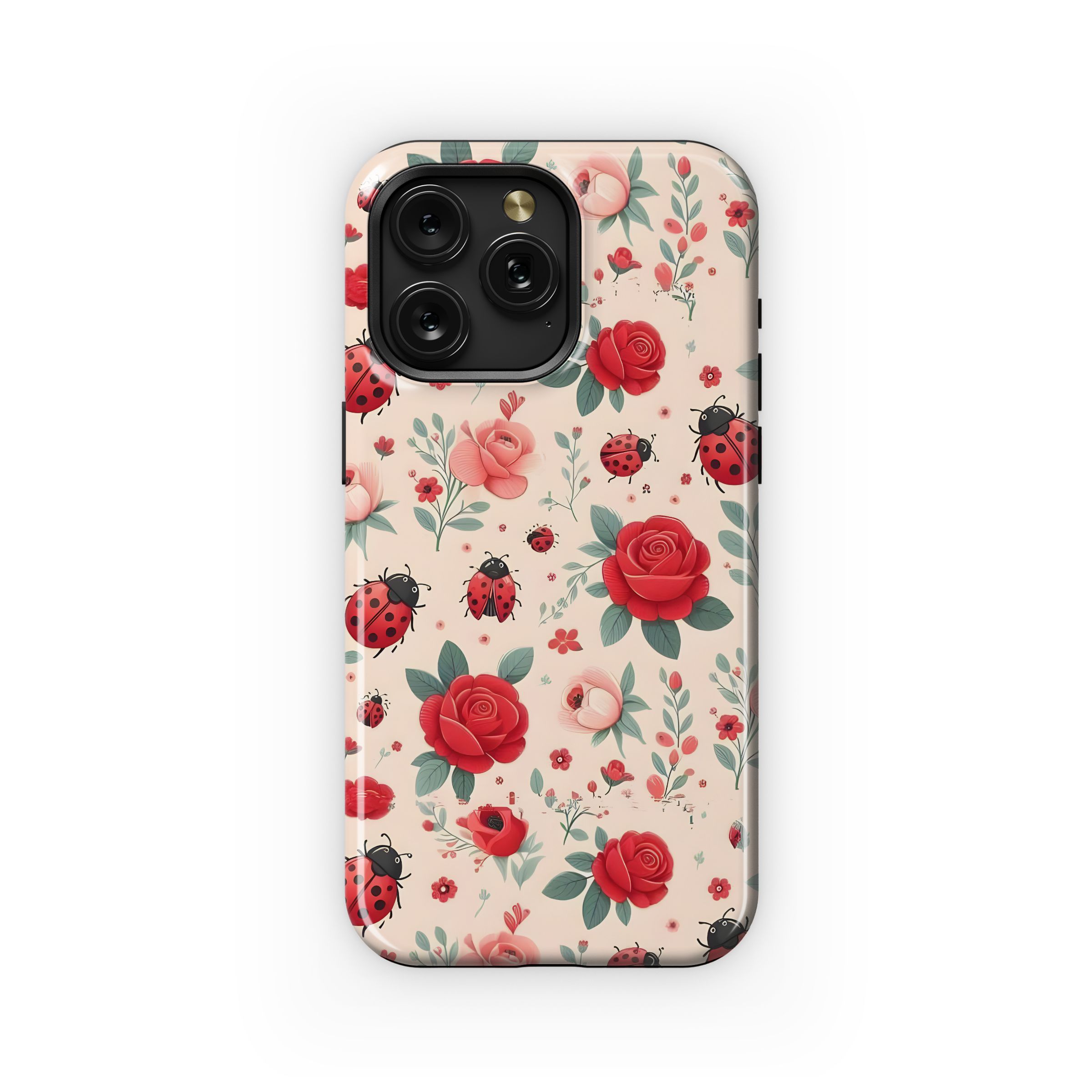 Ladybugs & Roses Pattern Phone Case iPhone Samsung Cover Pixel 5055