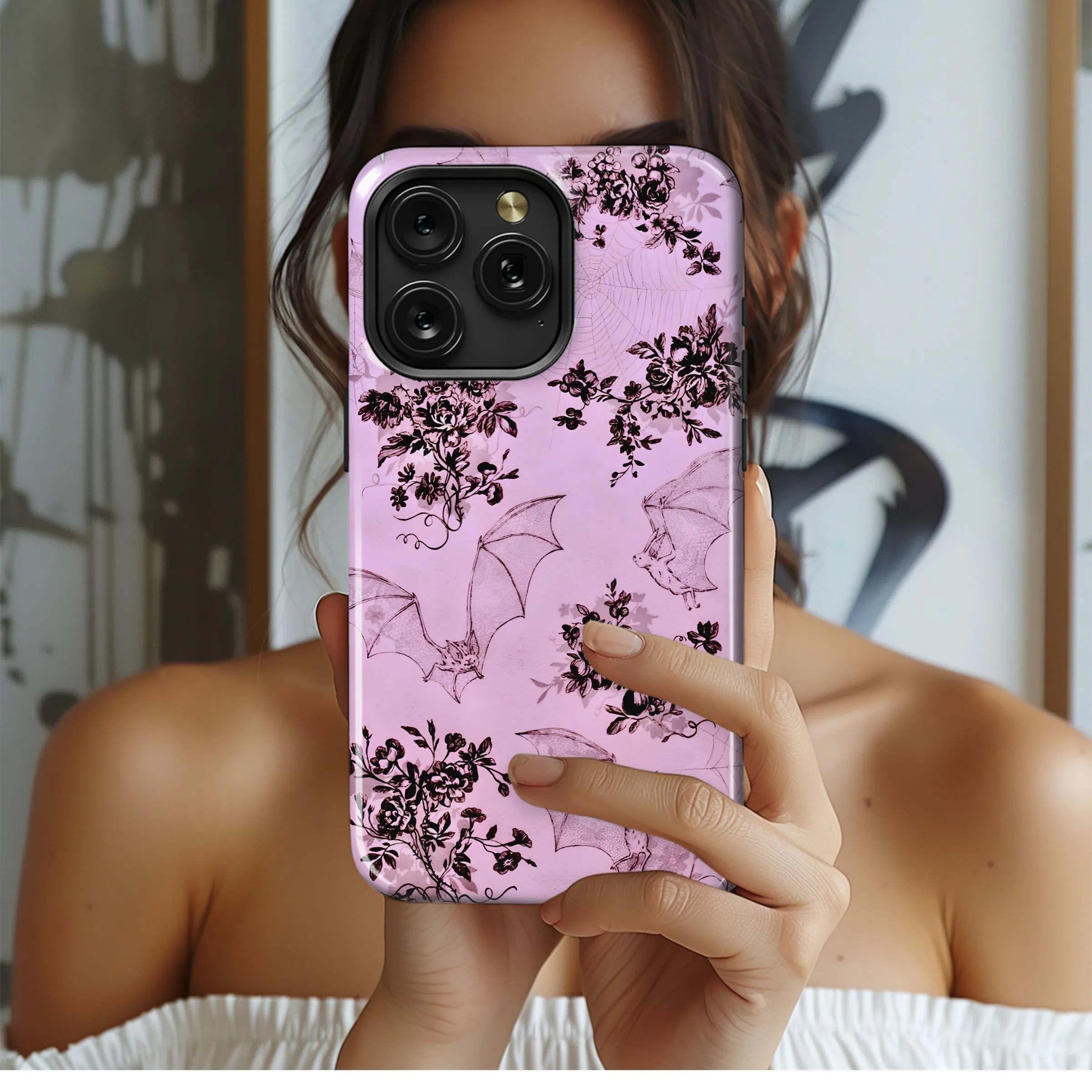 Lavender Gothic Bats
 Phone Case iPhone Samsung Cover Pixel 5479