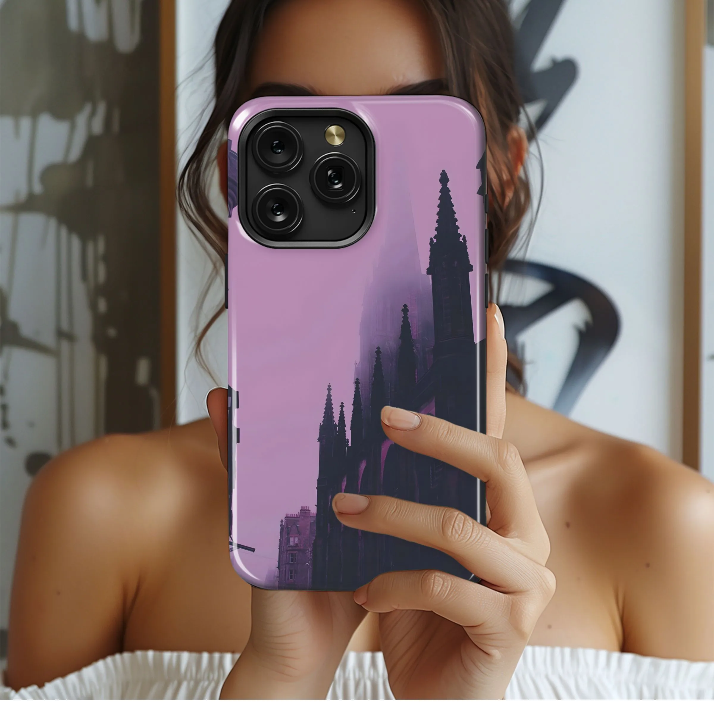 Lavender Gothic Cityscape
 Phone Case iPhone Samsung Cover Pixel 5478