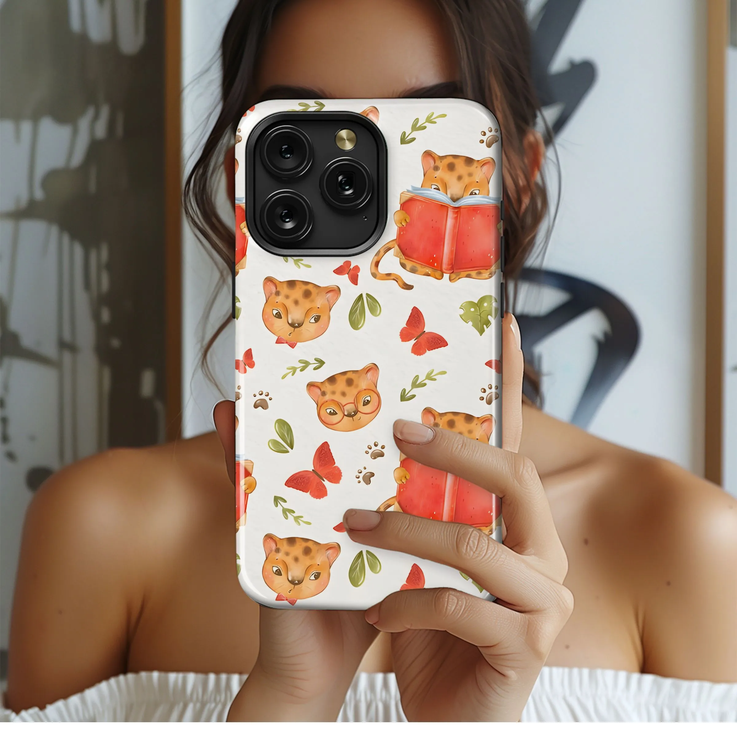 Literate Leopard and Friends Phone Case iPhone Samsung Cover Pixel 5222
