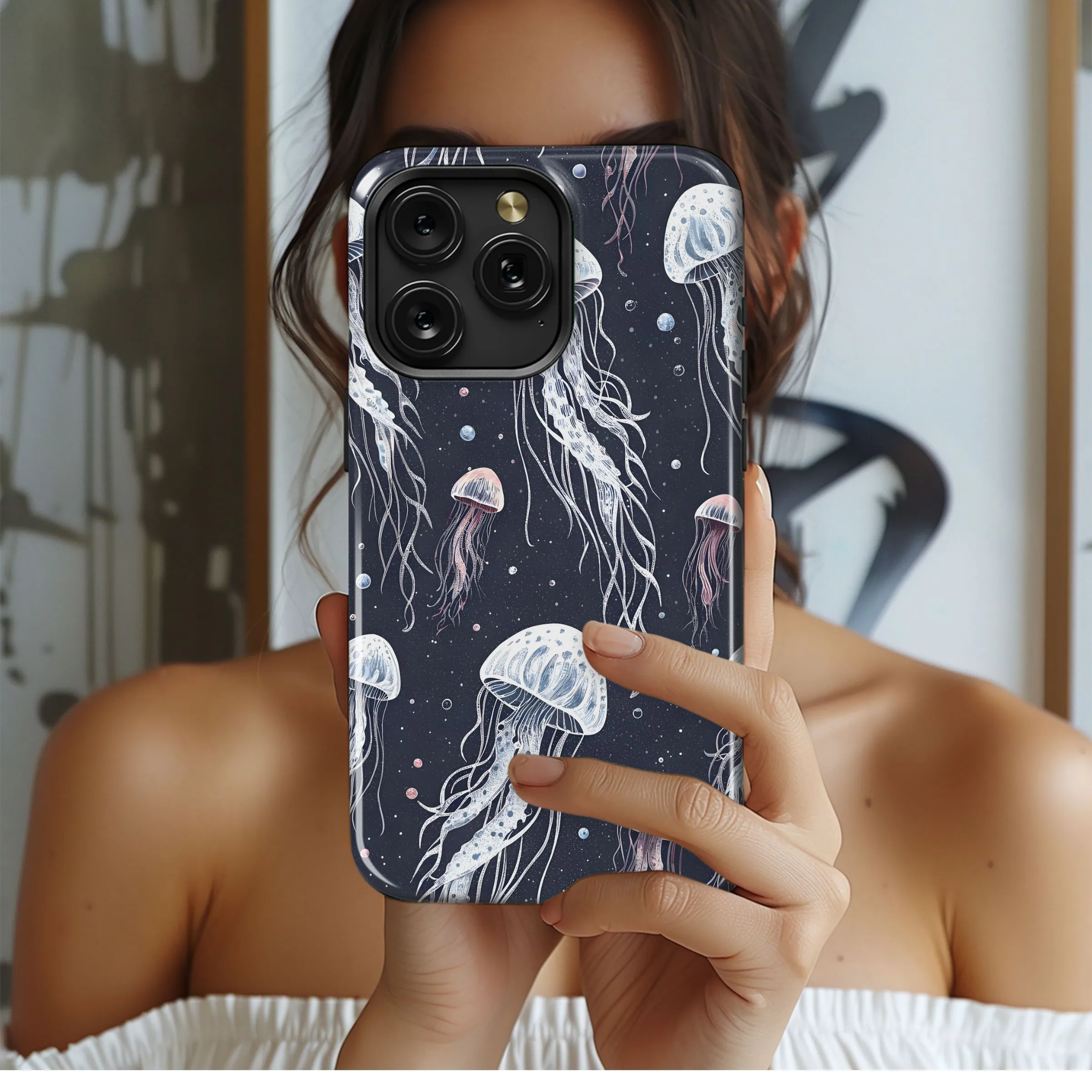 Luminous Cosmic Sea Jellyfish Phone Case iPhone Samsung Cover Pixel 5340