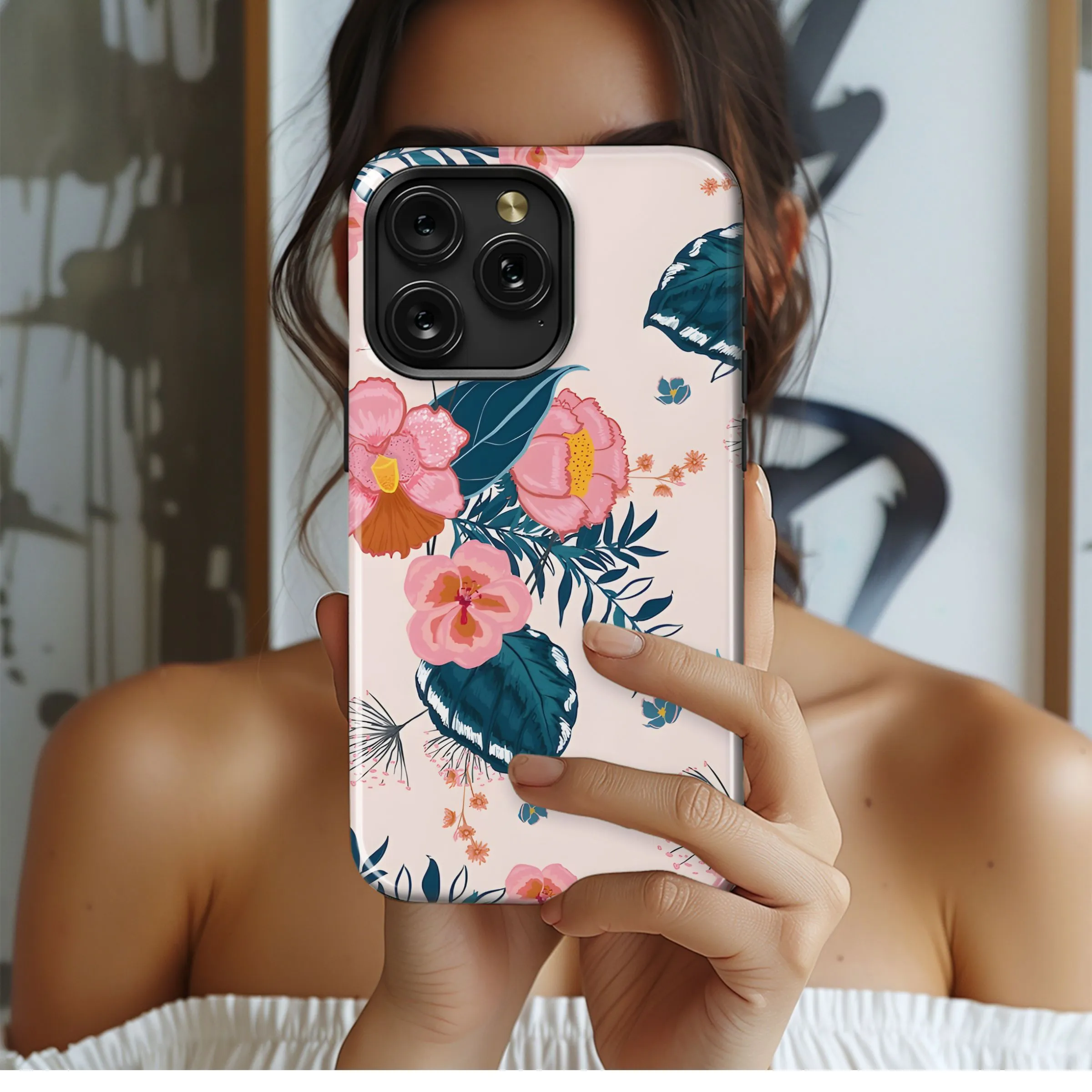 Lush Pink Tropical Floral Phone Case iPhone Samsung Cover Pixel 5383