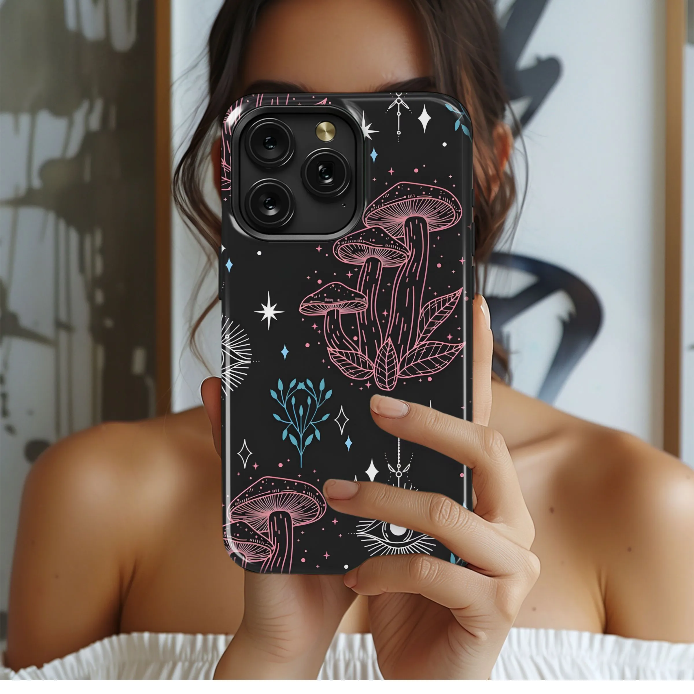 Magical Mushroom Celestial Eye Design Phone Case iPhone Samsung Cover Pixel 5306