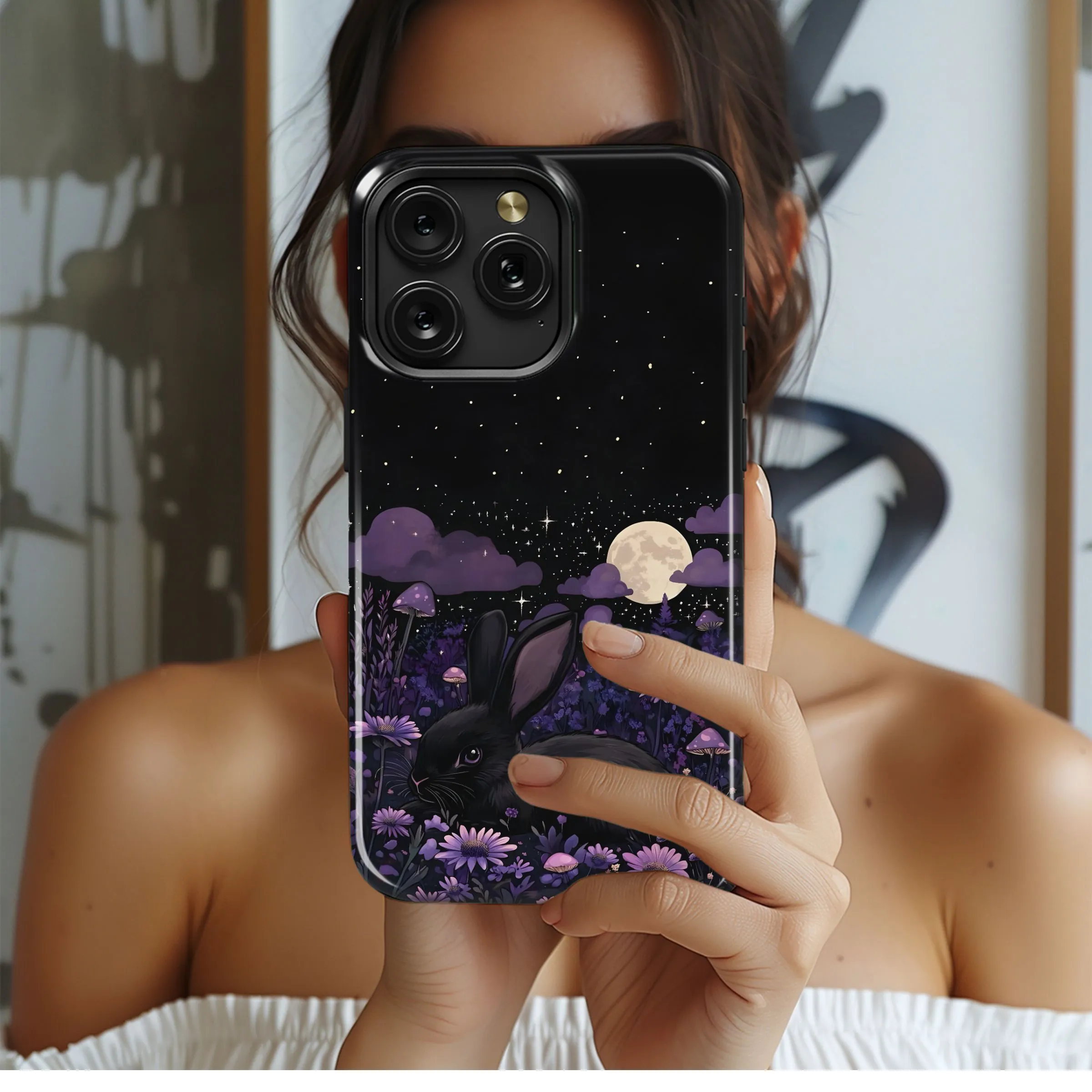 Midnight Bunny Bloom
 Phone Case iPhone Samsung Cover Pixel 5476