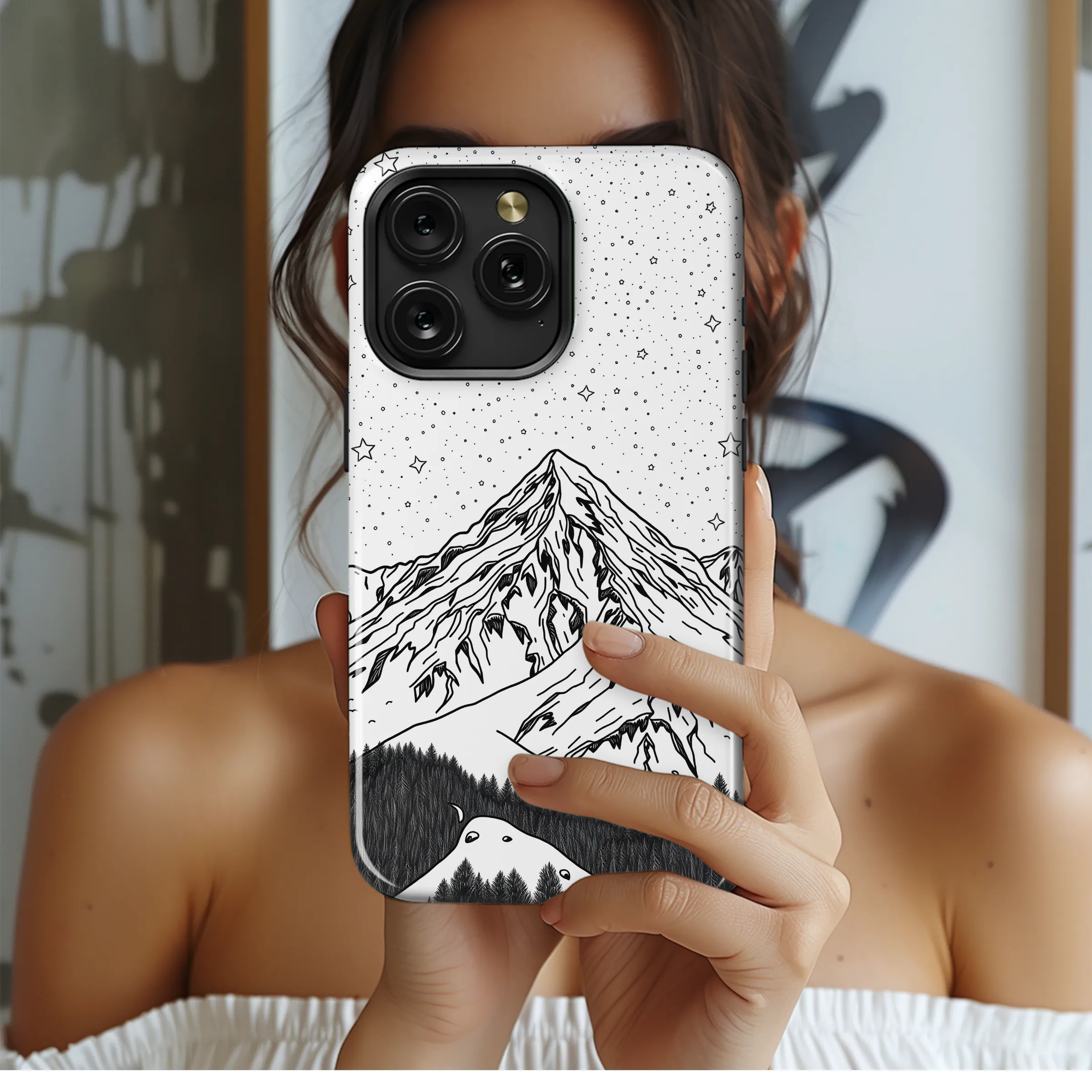 Minimalist Mountain Forest Starry Night Graphic Phone Case Cover for iPhone 17 Pro Max 16 15 Plus 14 13 Mini Samsung S25 S24 Pixel 10 9 8246 - Image 2