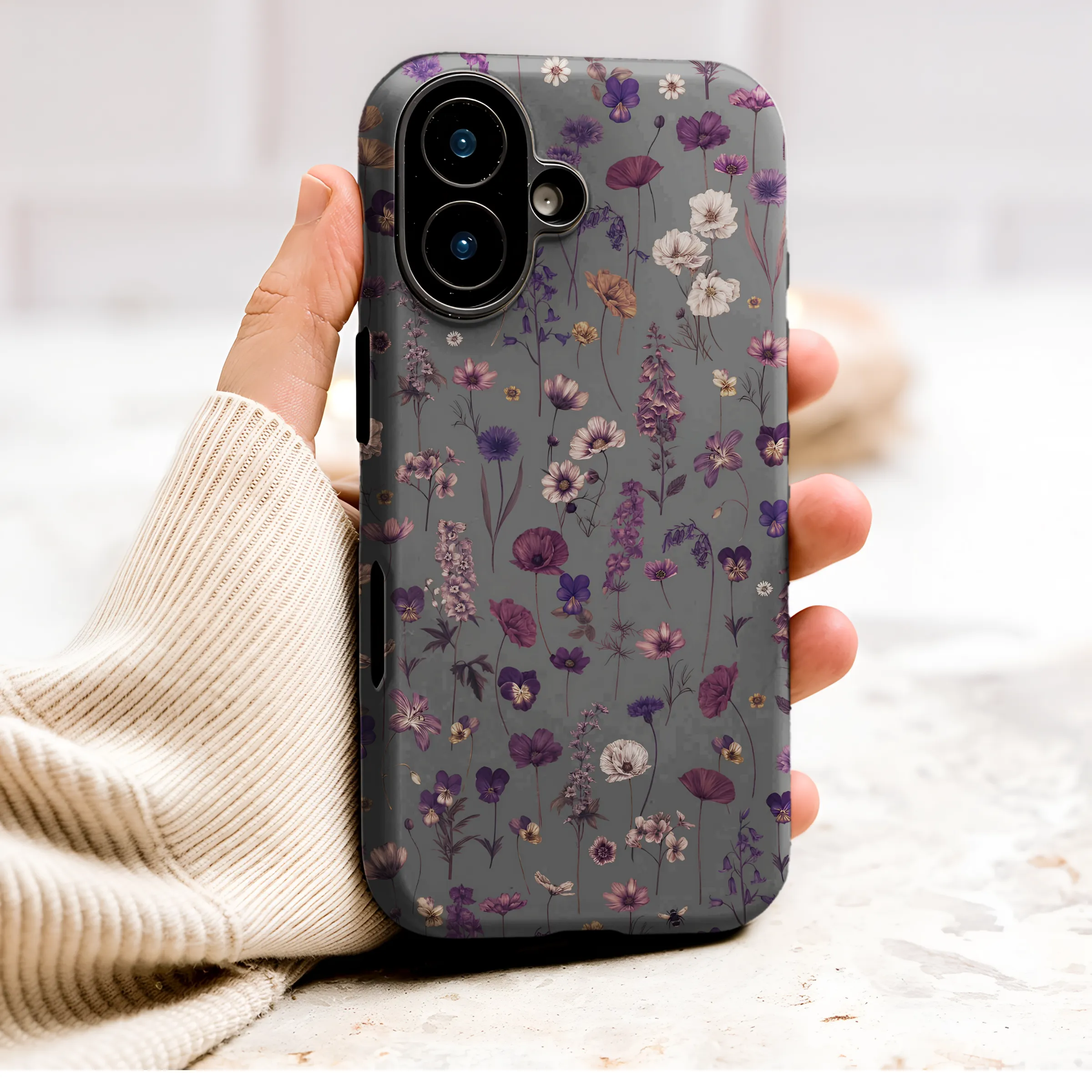 Moody Floral Vintage Wildflower Pattern Phone Case Cover for iPhone 17 Pro Max 16 15 Plus 14 13 Mini Samsung S26 S25 Google Pixel 10 9 9649 - Image 1