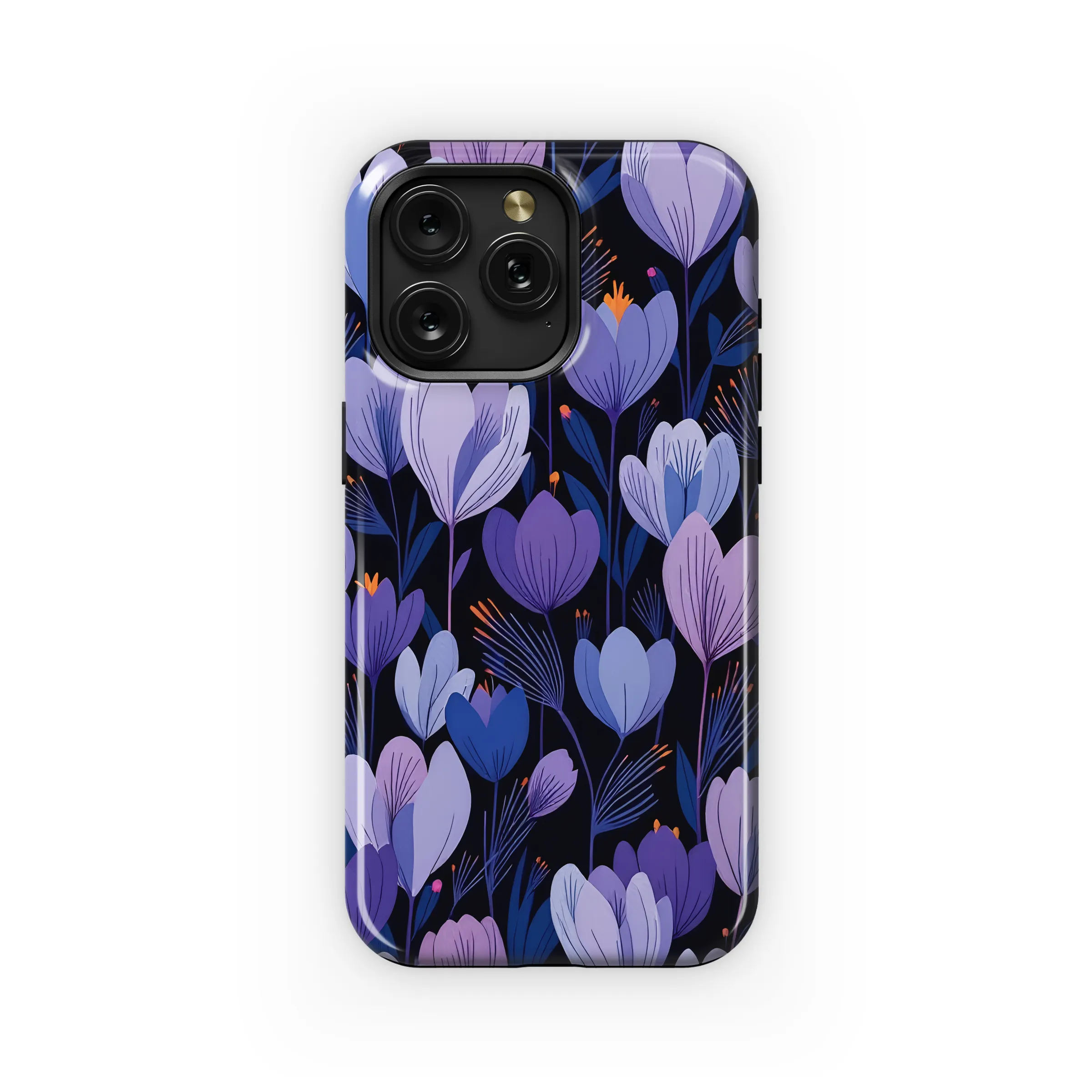 Moody Purple Floral Garden Botanical Art Phone Case Cover for iPhone 17 Pro Max 16 15 Plus 14 13 Mini Samsung S25 S24 Google Pixel 10 9 8182