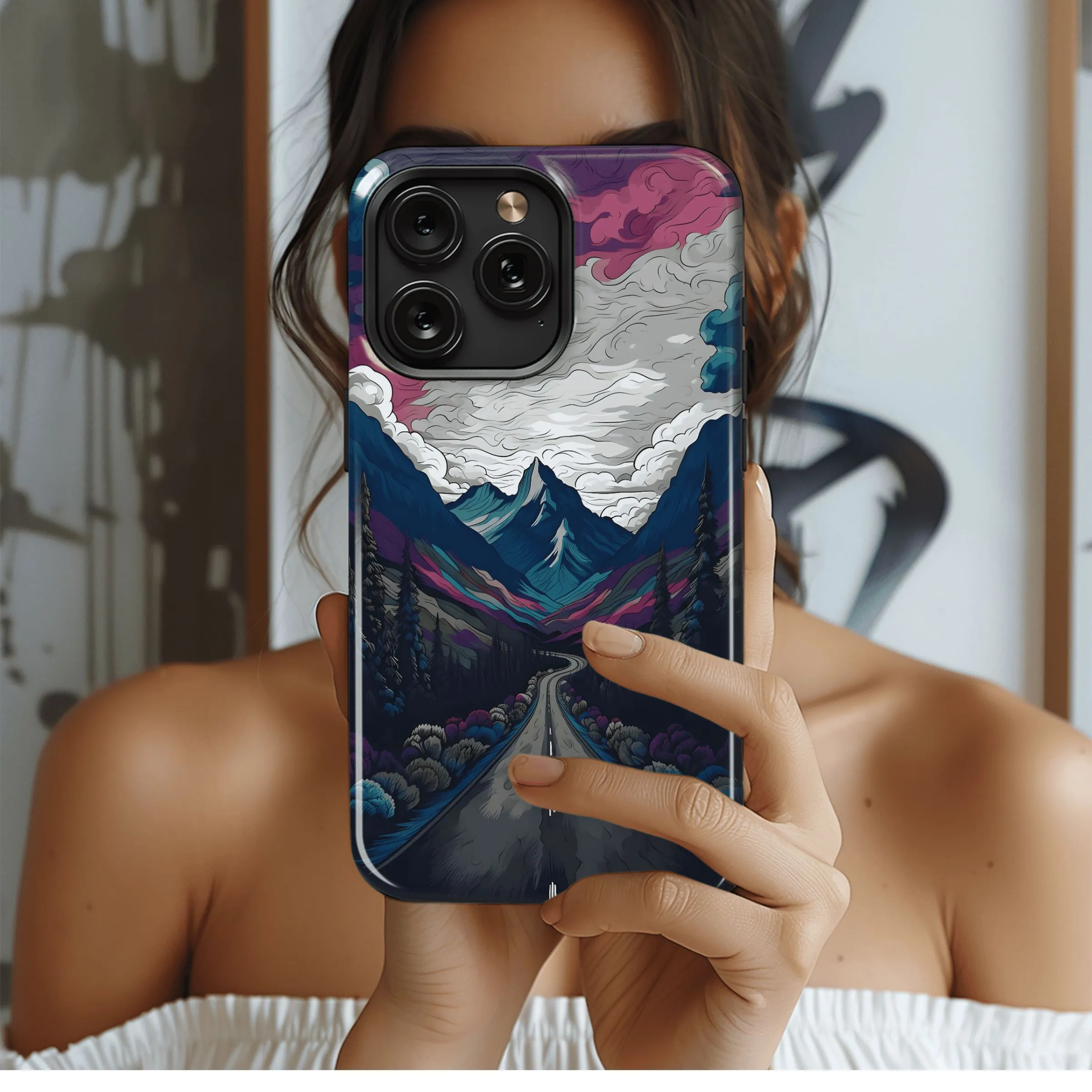 Mountain Road Dreamscape
 Phone Case iPhone Samsung Cover Pixel 4433