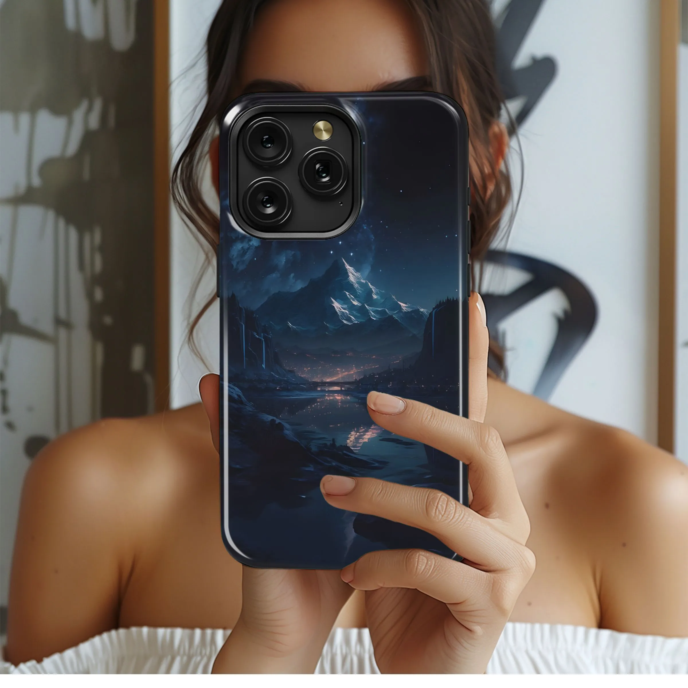 Mountain Starry Night Reflection Phone Case iPhone Samsung Cover Pixel 4855