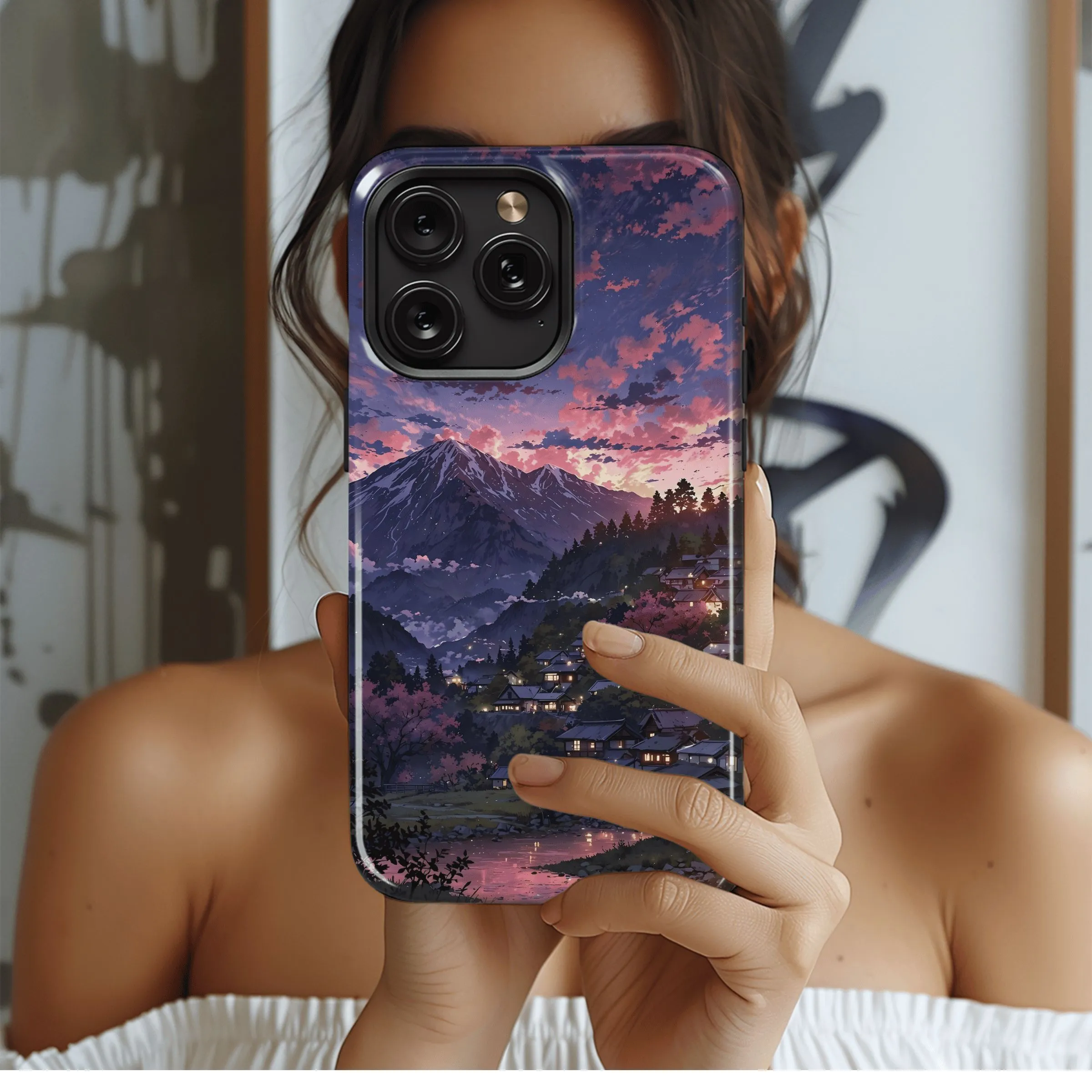 Mountain Village Sunset
 Phone Case iPhone Samsung Cover Pixel 4513