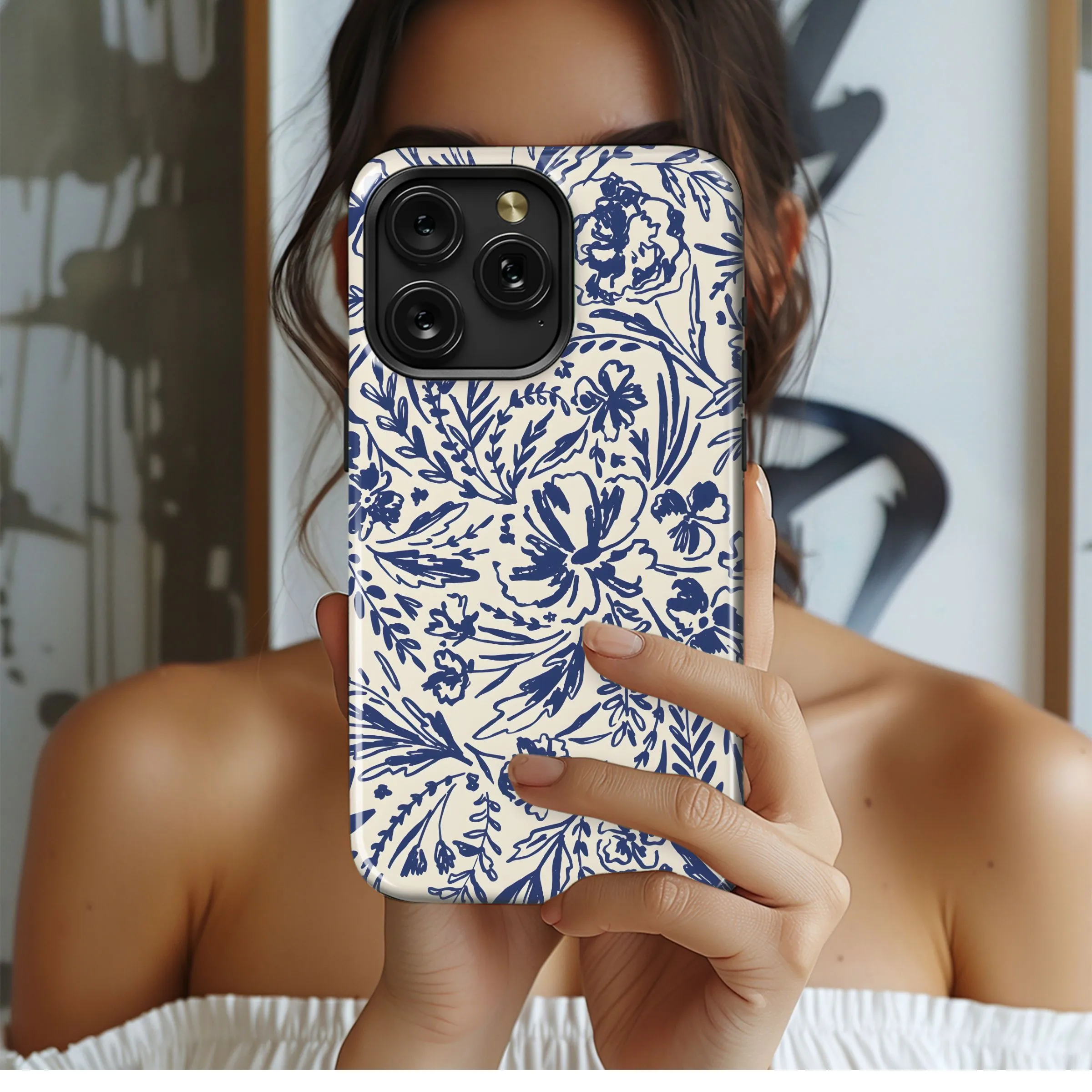 Navy Floral Bloom
 Phone Case iPhone Samsung Cover Pixel 4812
