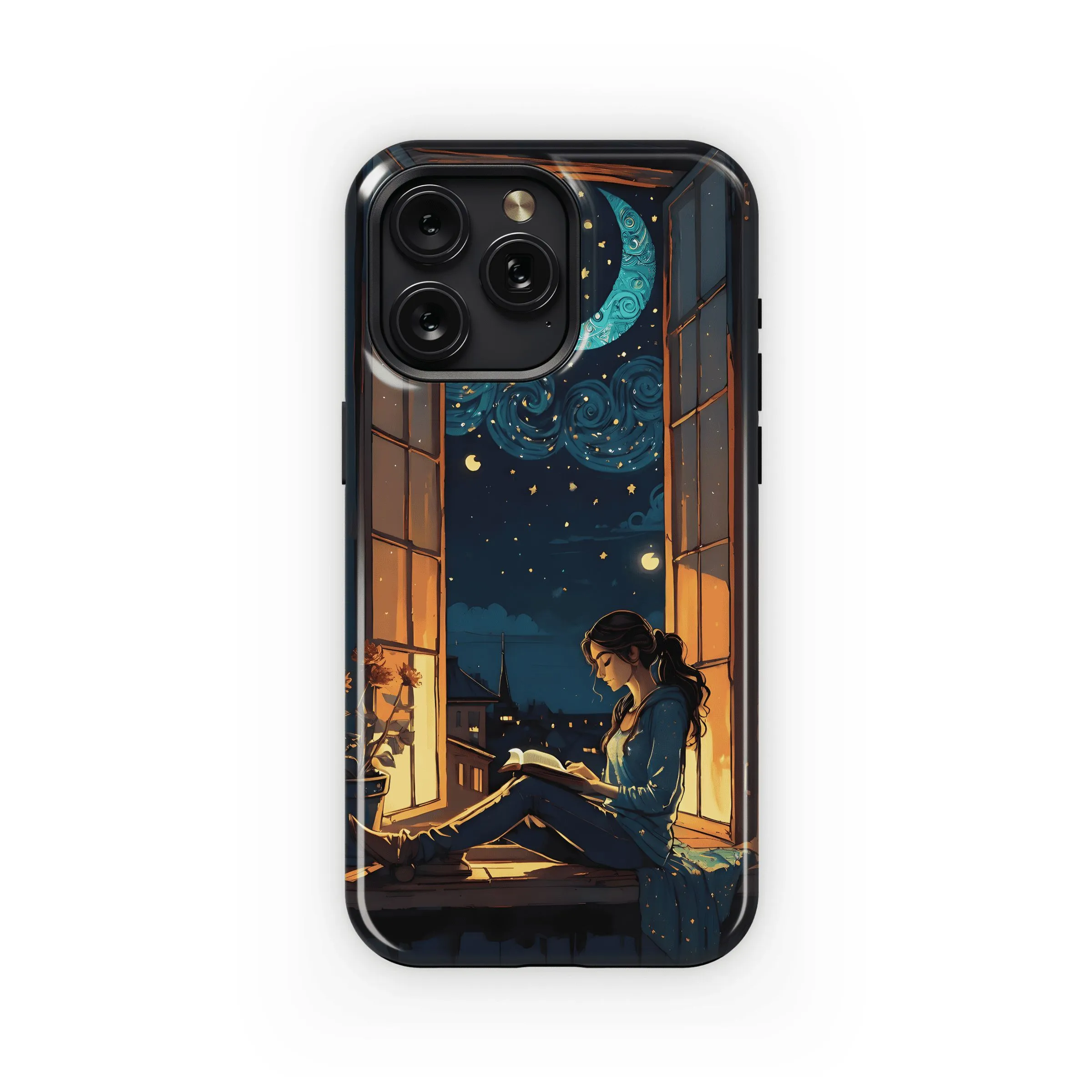 Night Reading Moonlit Window
 Phone Case iPhone Samsung Cover Pixel 4594
