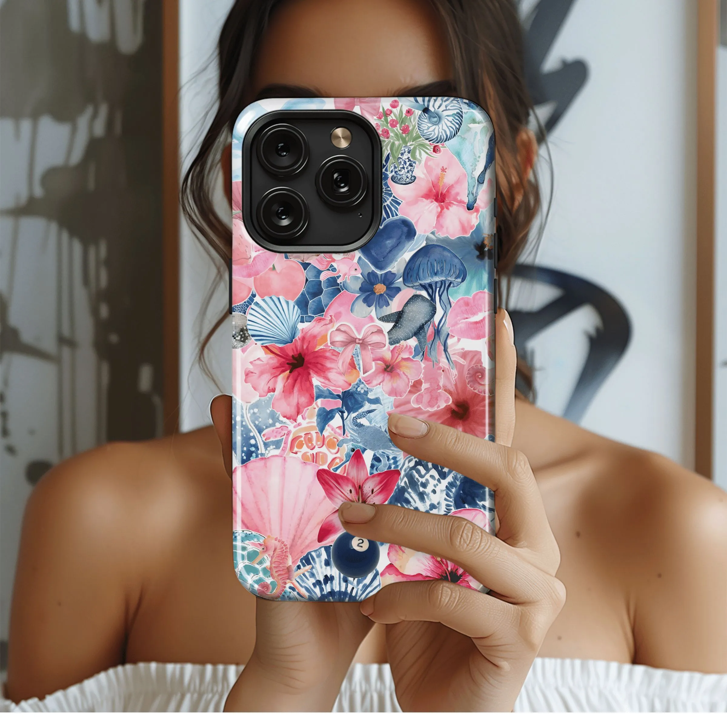 Ocean Floral Dreamscape Phone Case iPhone Samsung Cover Pixel 4574