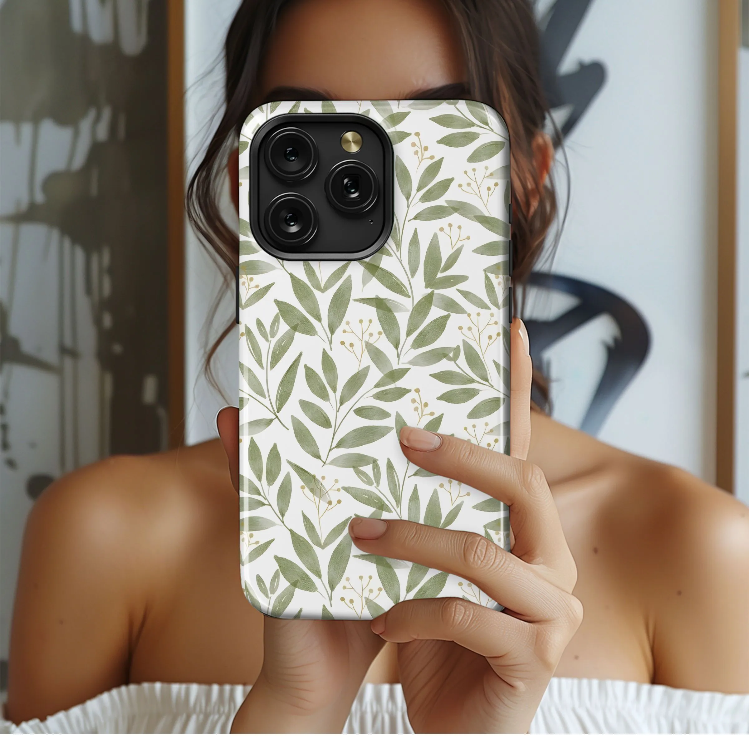 Olive Branch Pattern Phone Case iPhone Samsung Cover Pixel 5052