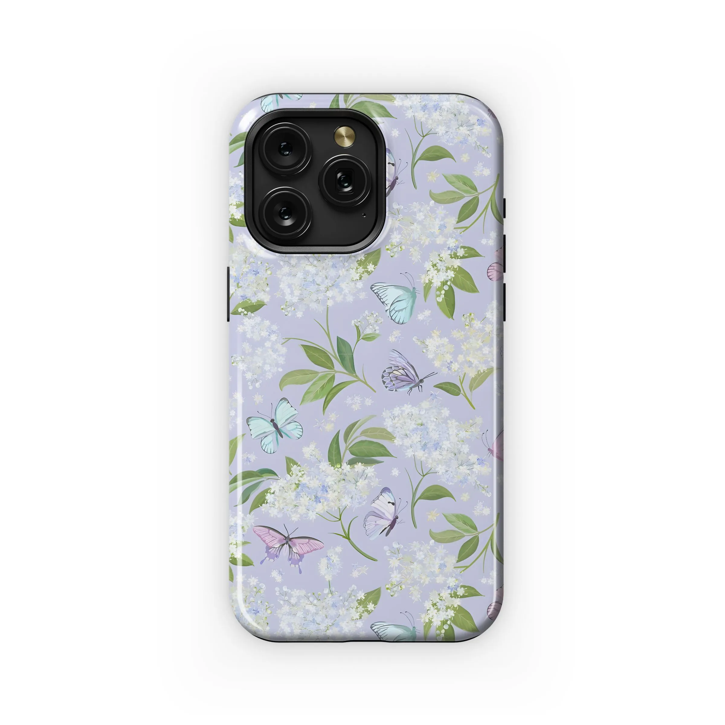 Pastel Lilac Butterfly Garden Pattern Phone Case iPhone Samsung Cover Pixel 5408