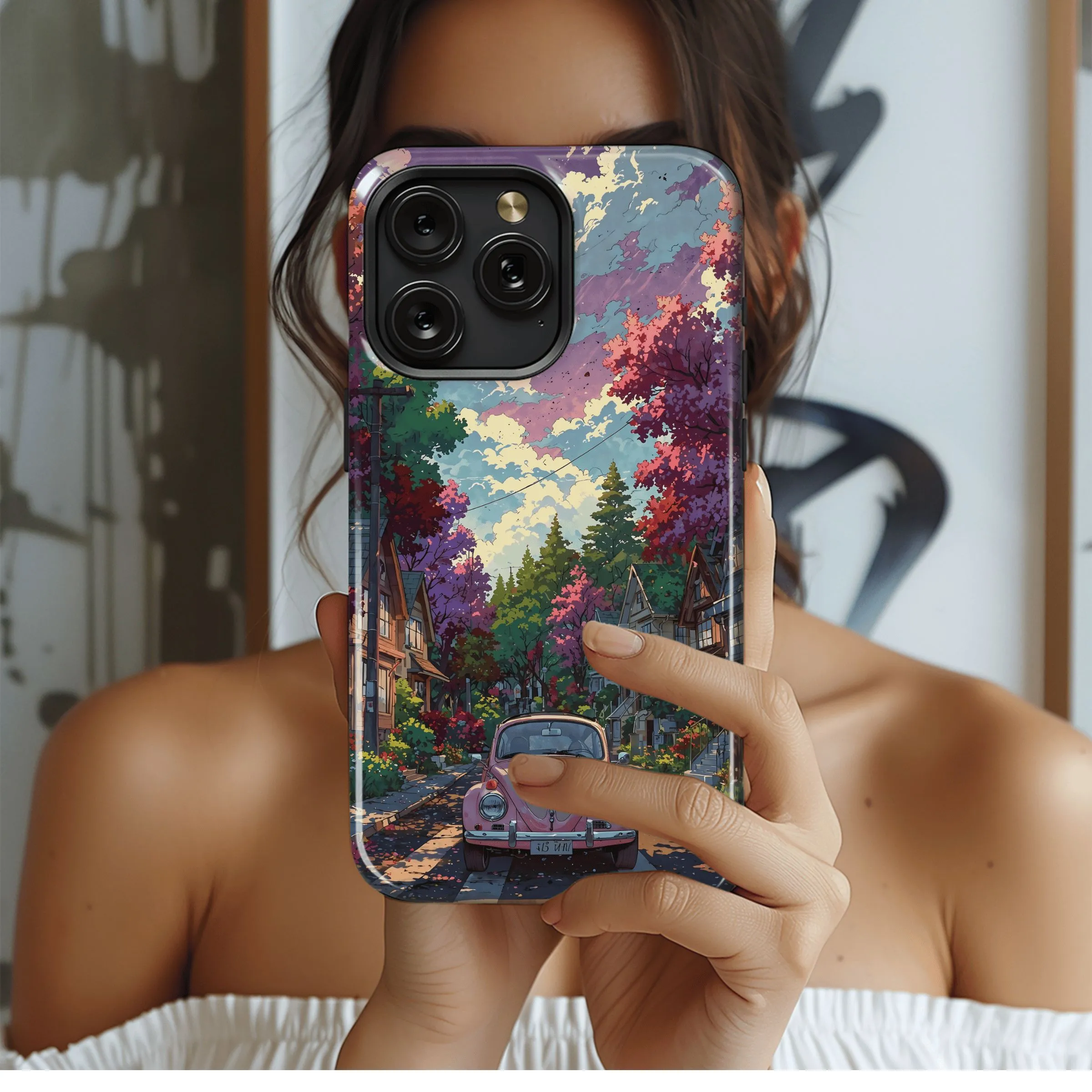 Pink Beetle, Dreamy Street
 Phone Case iPhone Samsung Cover Pixel 4406