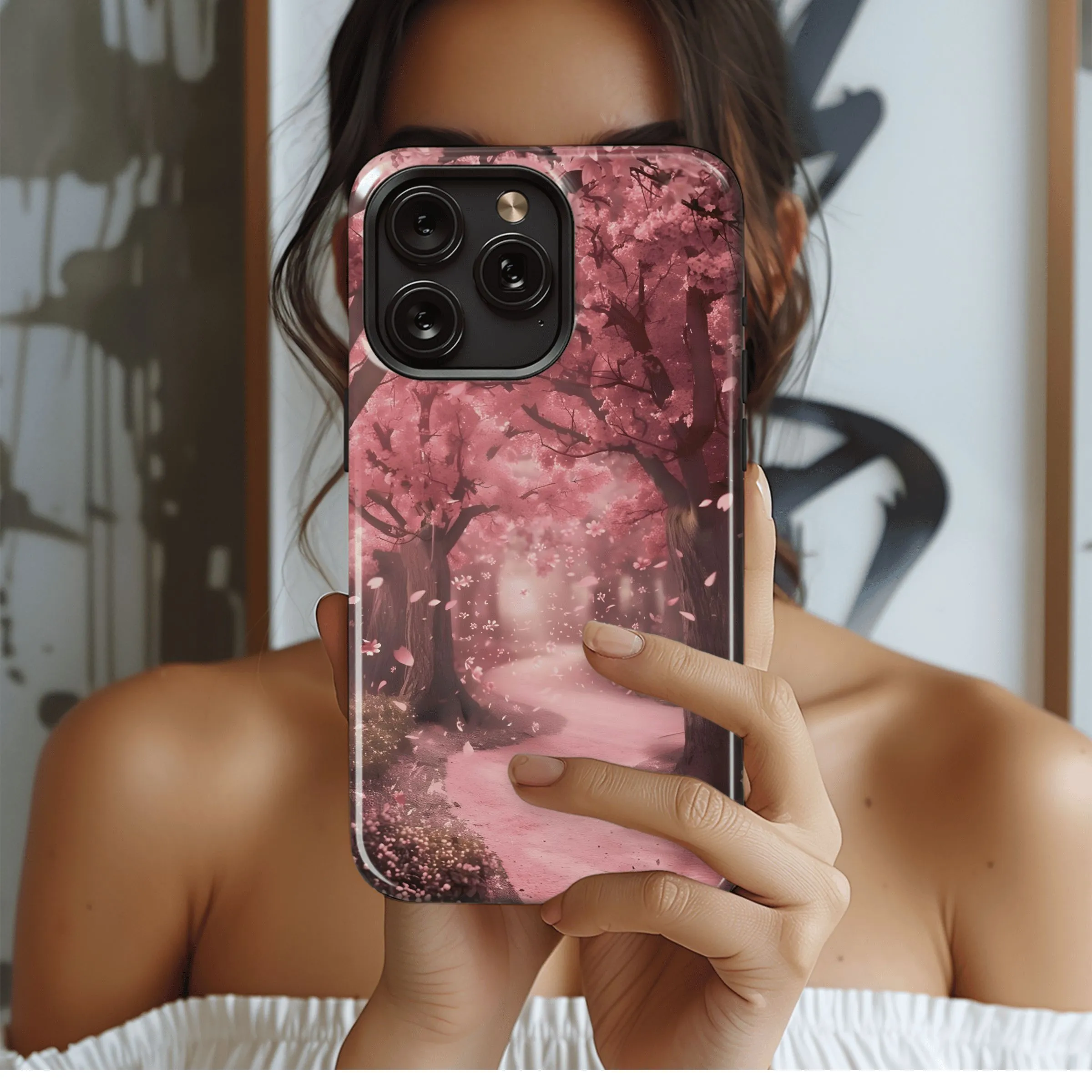 Pink Blossom Path
 Phone Case iPhone Samsung Cover Pixel 4649