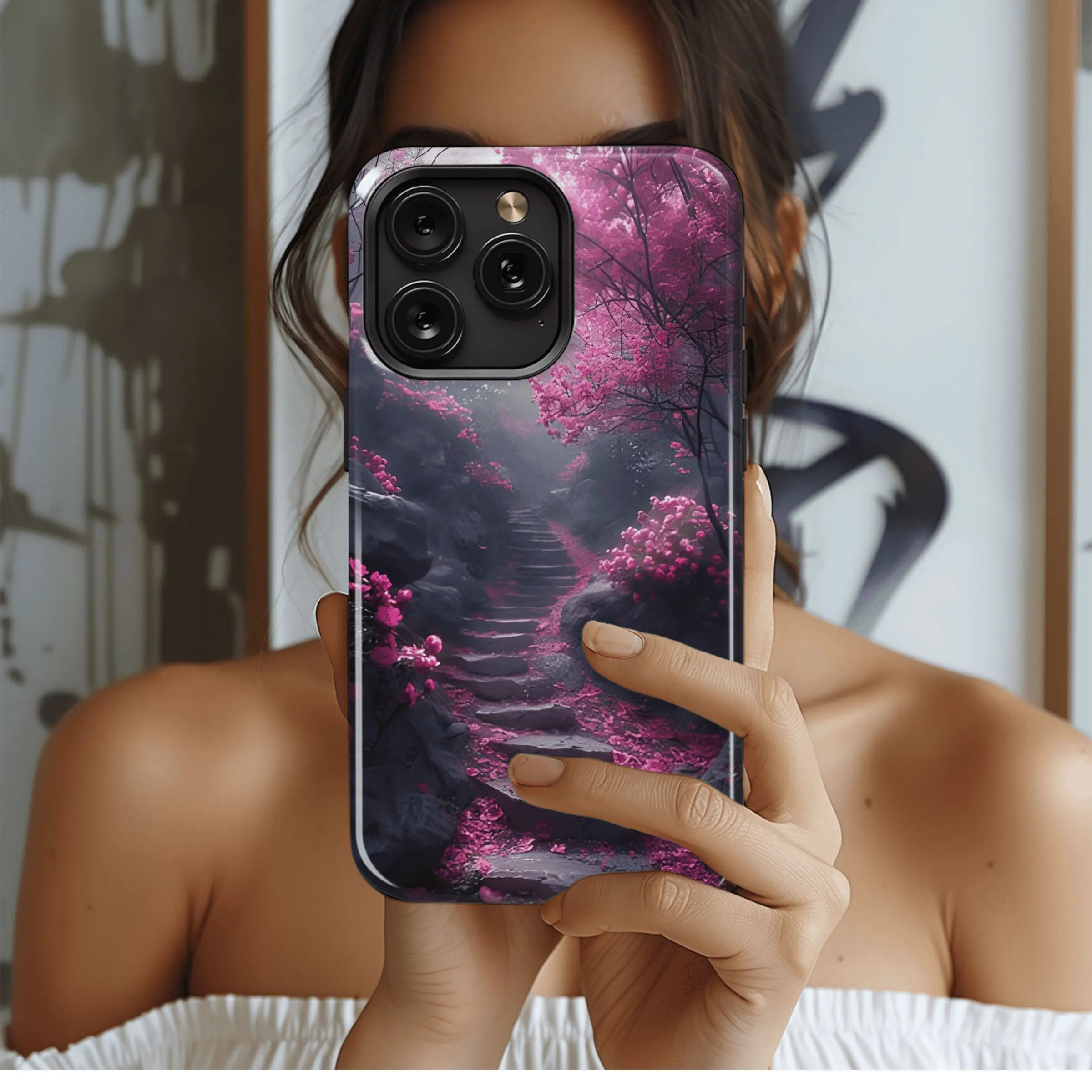 Pink Blossom Pathway
 Phone Case iPhone Samsung Cover Pixel 4650