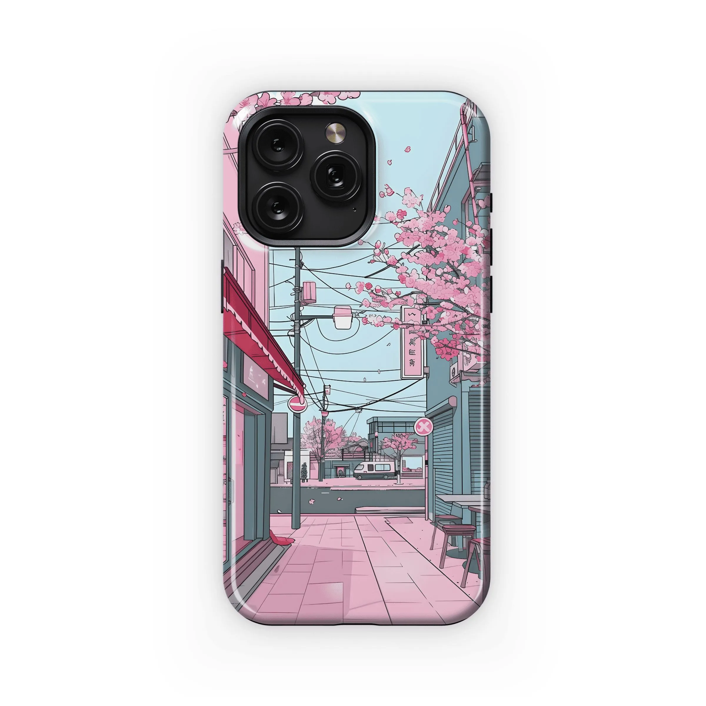 Pink Blossom Street
 Phone Case iPhone Samsung Cover Pixel 4551