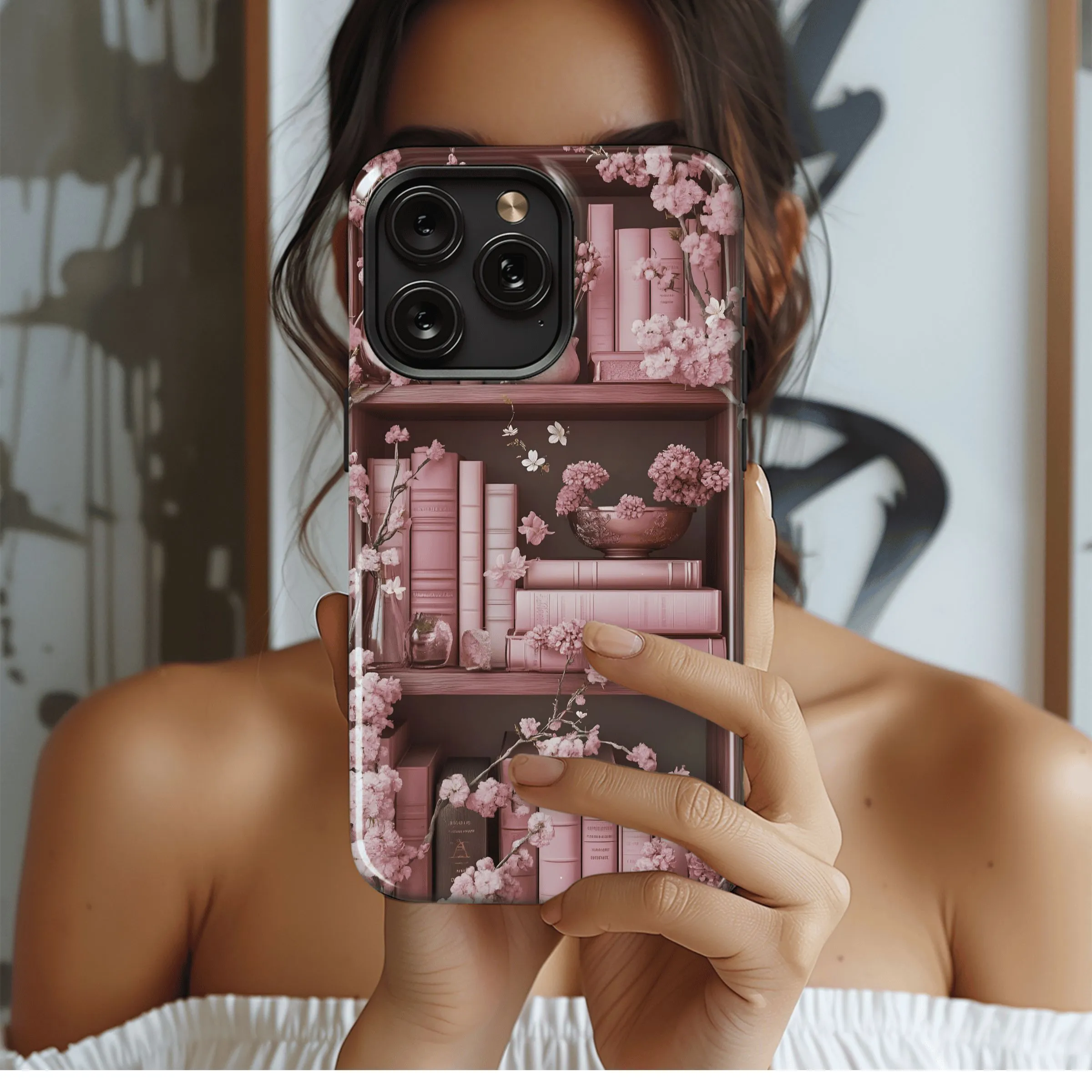 Pink Bookcase Bloom
 Phone Case iPhone Samsung Cover Pixel 4620