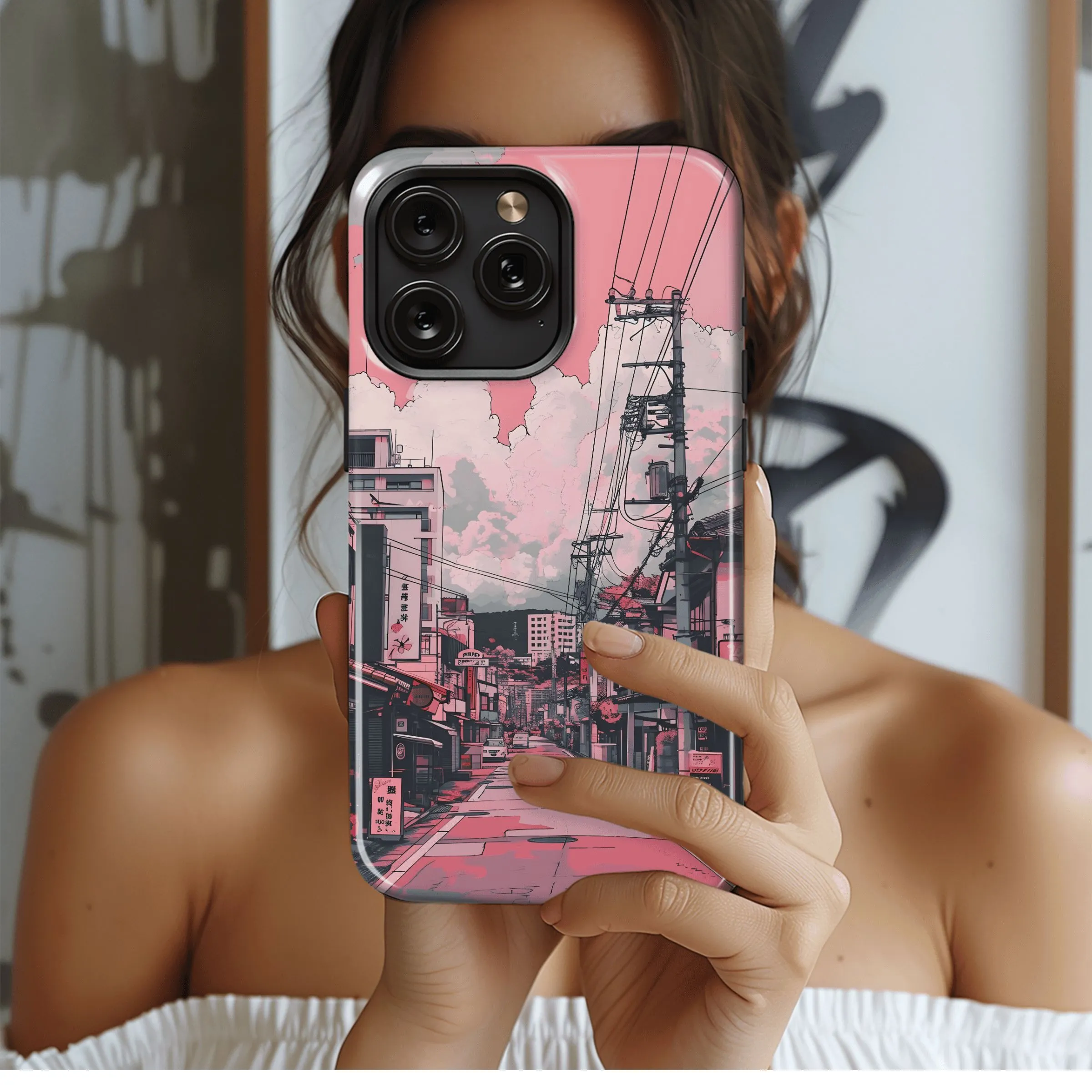 Pink Cityscape Street
 Phone Case iPhone Samsung Cover Pixel 4493