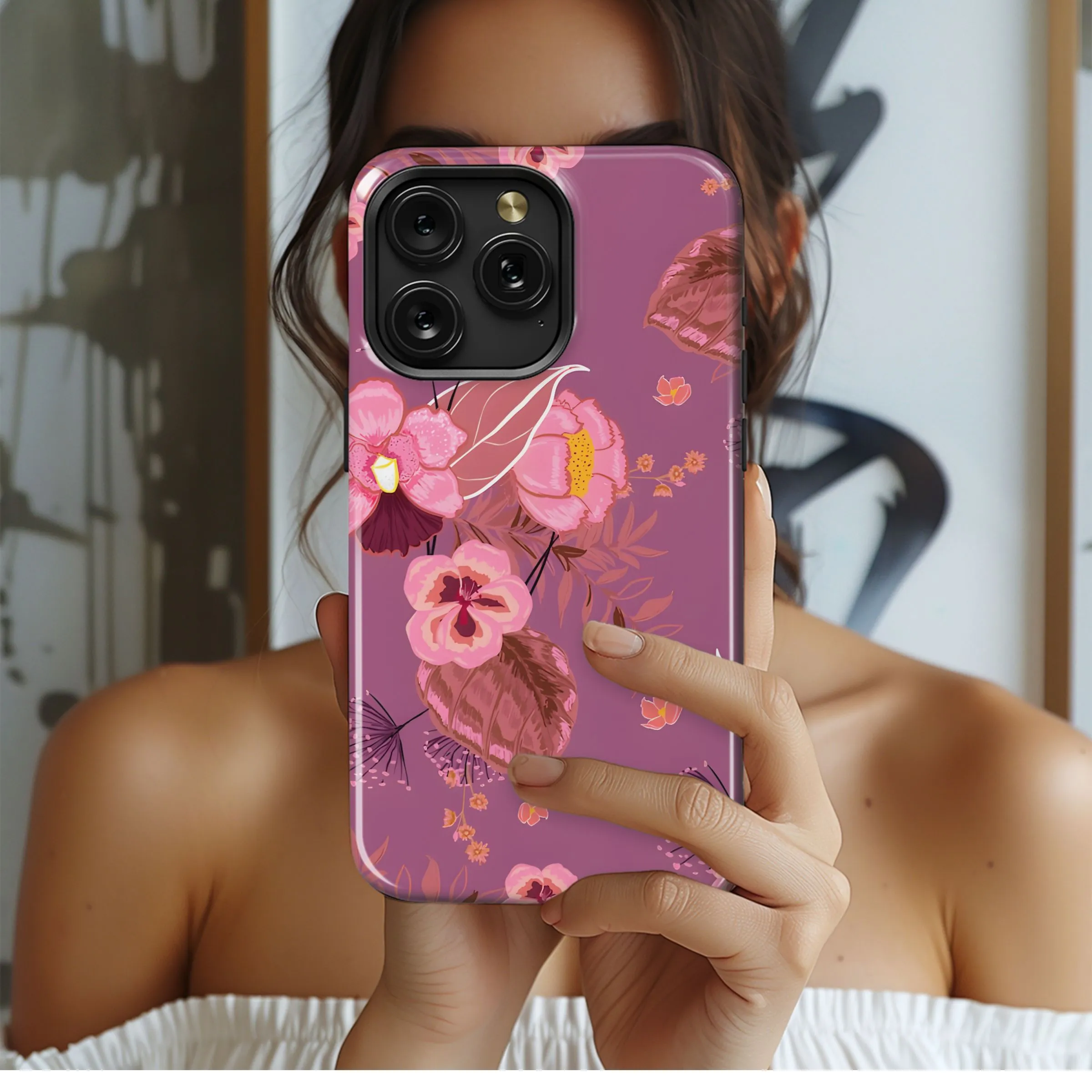 Pink Floral Botanical Garden Design Phone Case iPhone Samsung Cover Pixel 5382