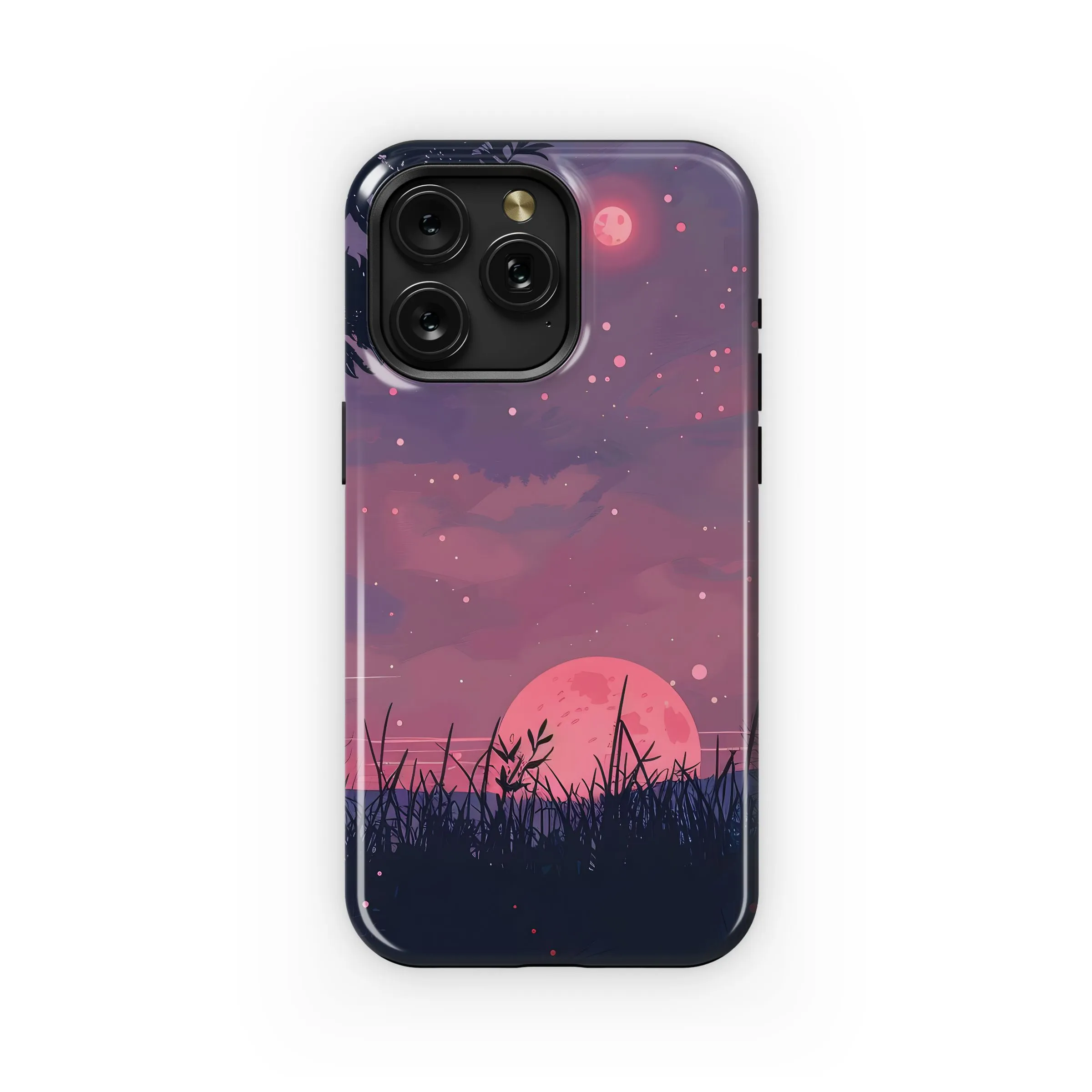 Pink Moon Twilight Sky Phone Case iPhone Samsung Cover Pixel 5455