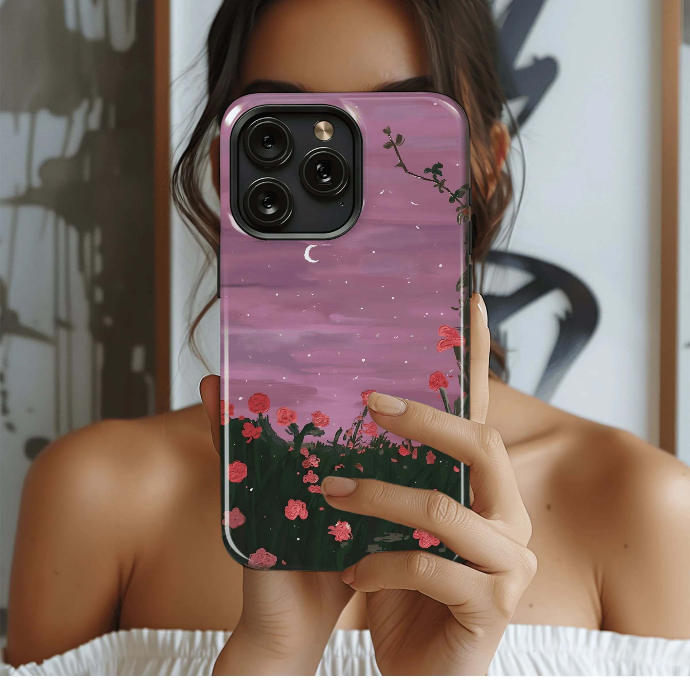 Pink Roses Night Sky
 Phone Case iPhone Samsung Cover Pixel 4573