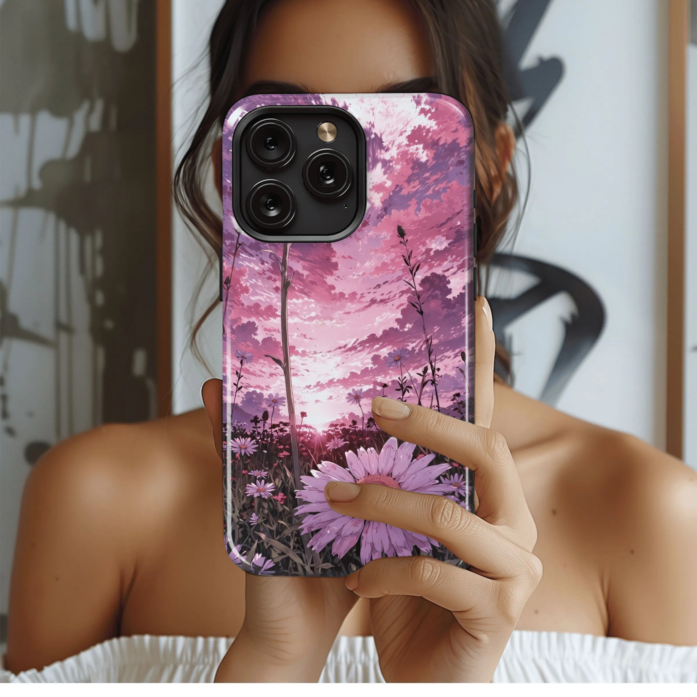 Pink Sunset Daisies
 Phone Case iPhone Samsung Cover Pixel 4516