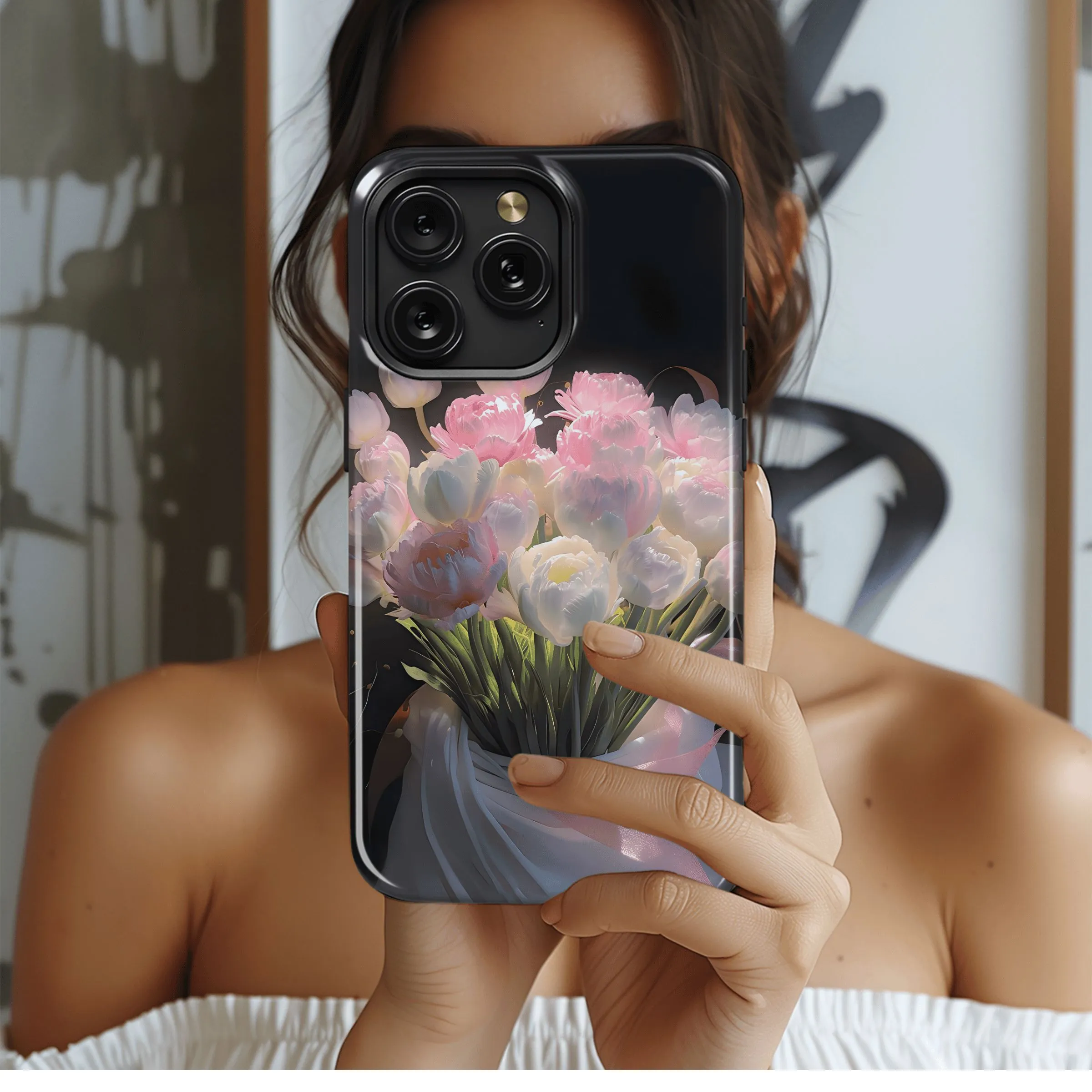 Pink Tulips Bouquet
 Phone Case iPhone Samsung Cover Pixel 4642