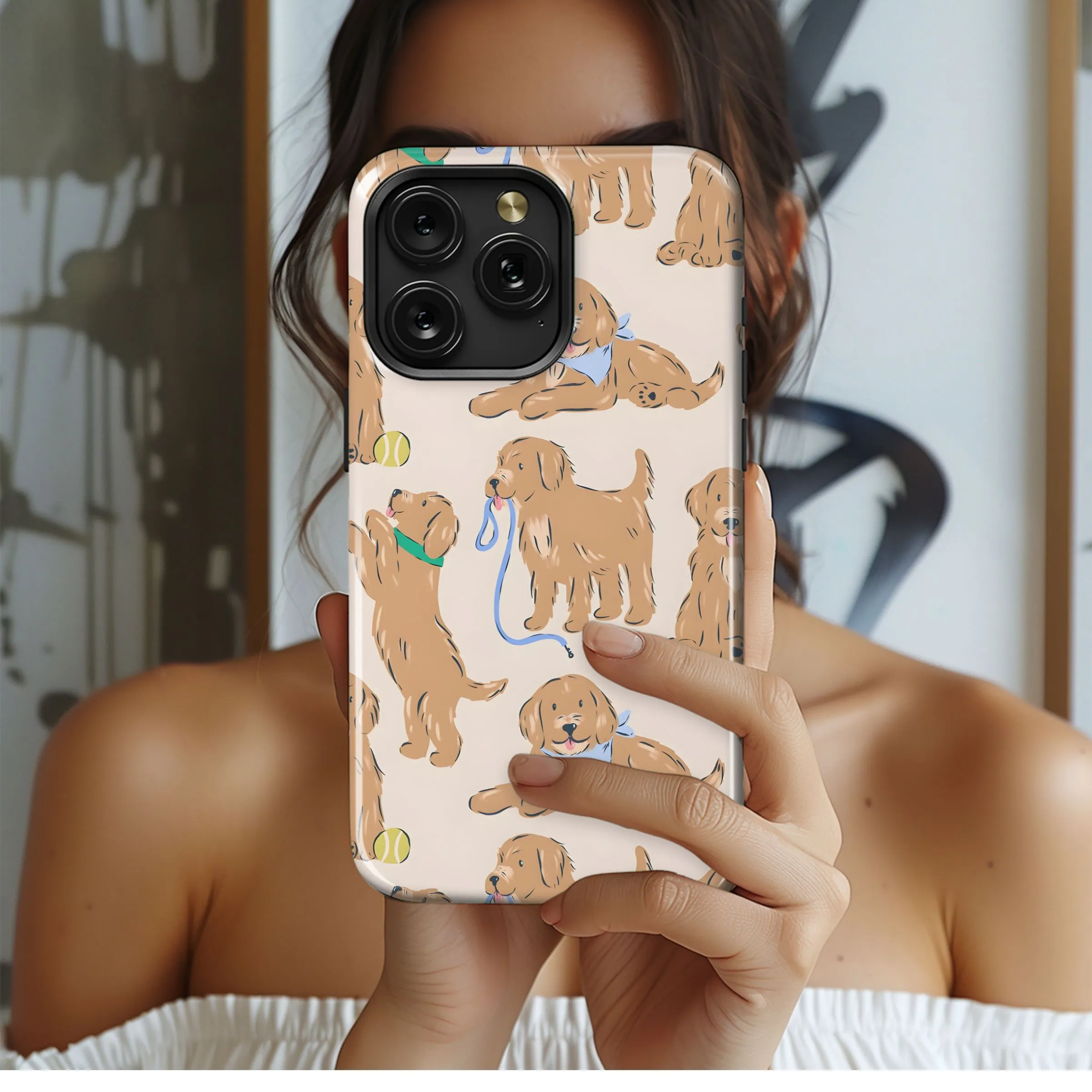 Playful Puppy Pattern Phone Case iPhone Samsung Cover Pixel 5050