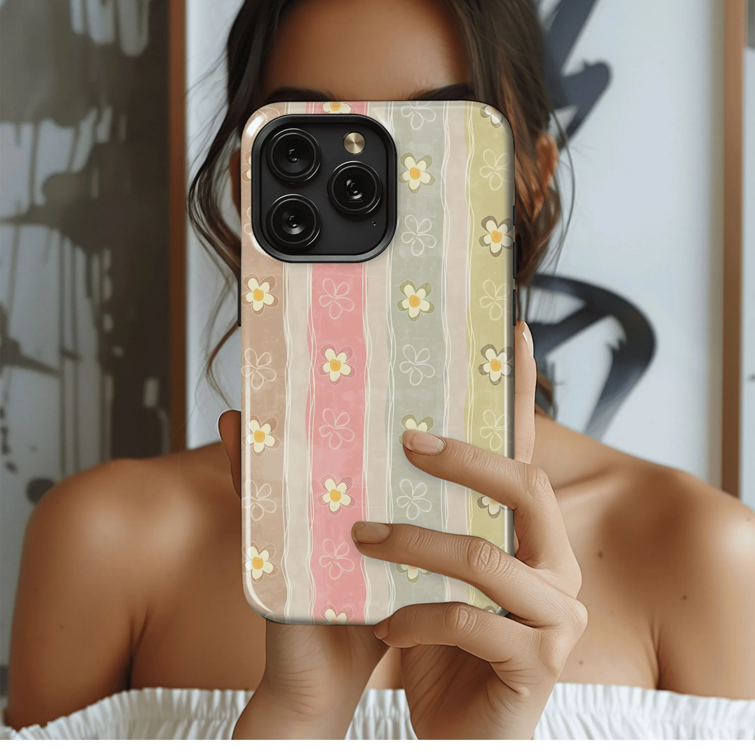 Pretty Daisy Stripes
 Phone Case iPhone Samsung Cover Pixel 4466