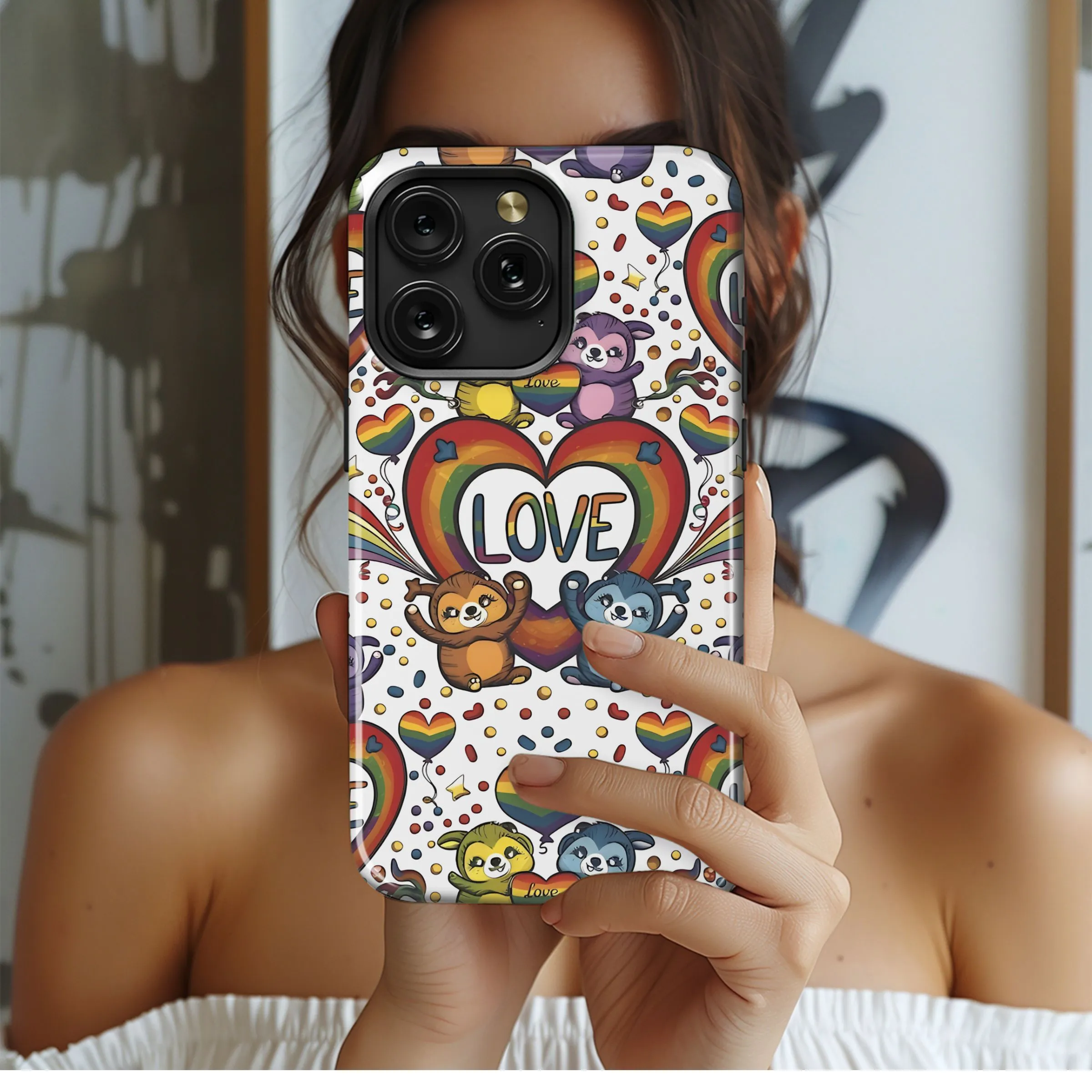 Pride Love Sloth Pattern Phone Case iPhone Samsung Cover Pixel 5200