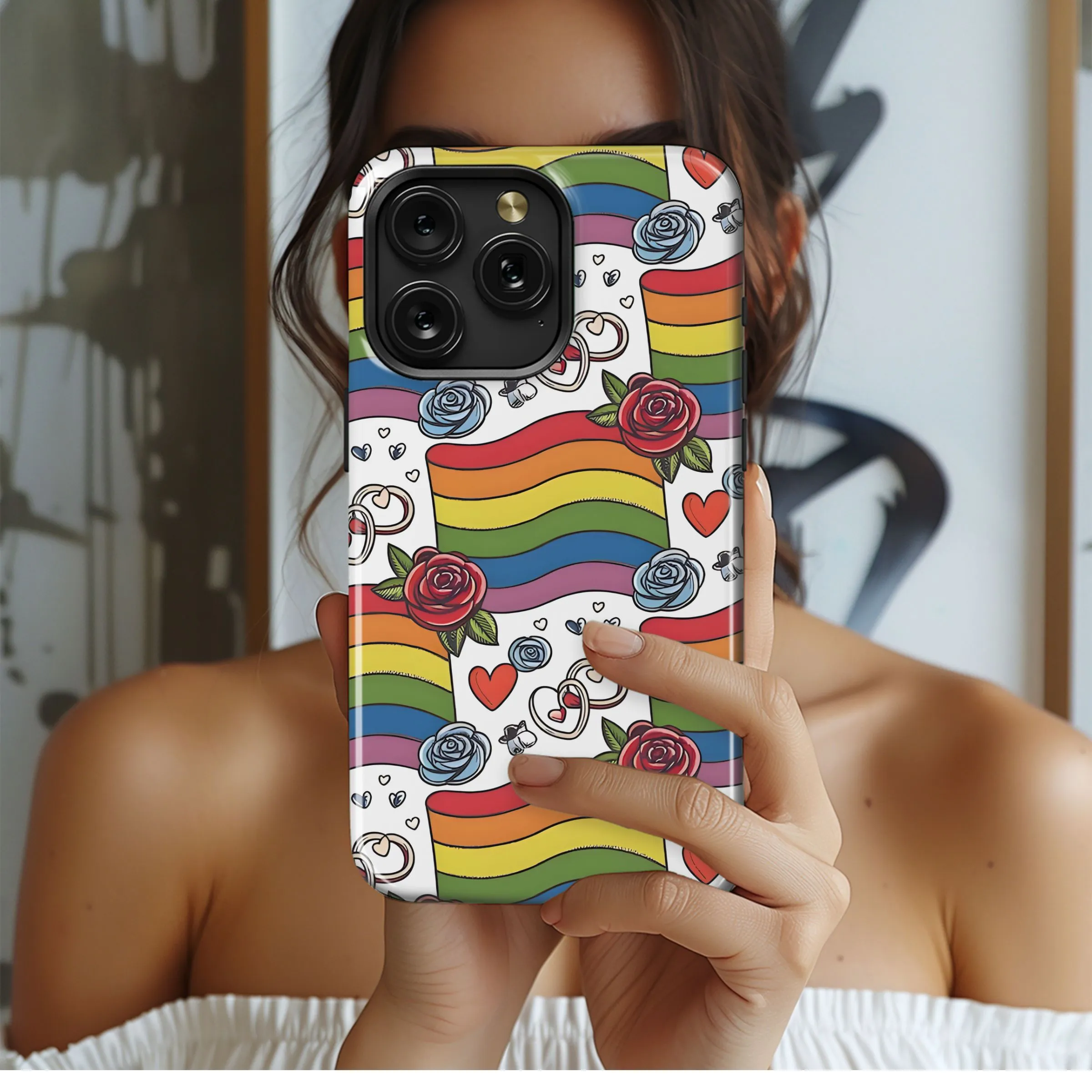 Rainbow Floral Love Pattern Phone Case iPhone Samsung Cover Pixel 5199