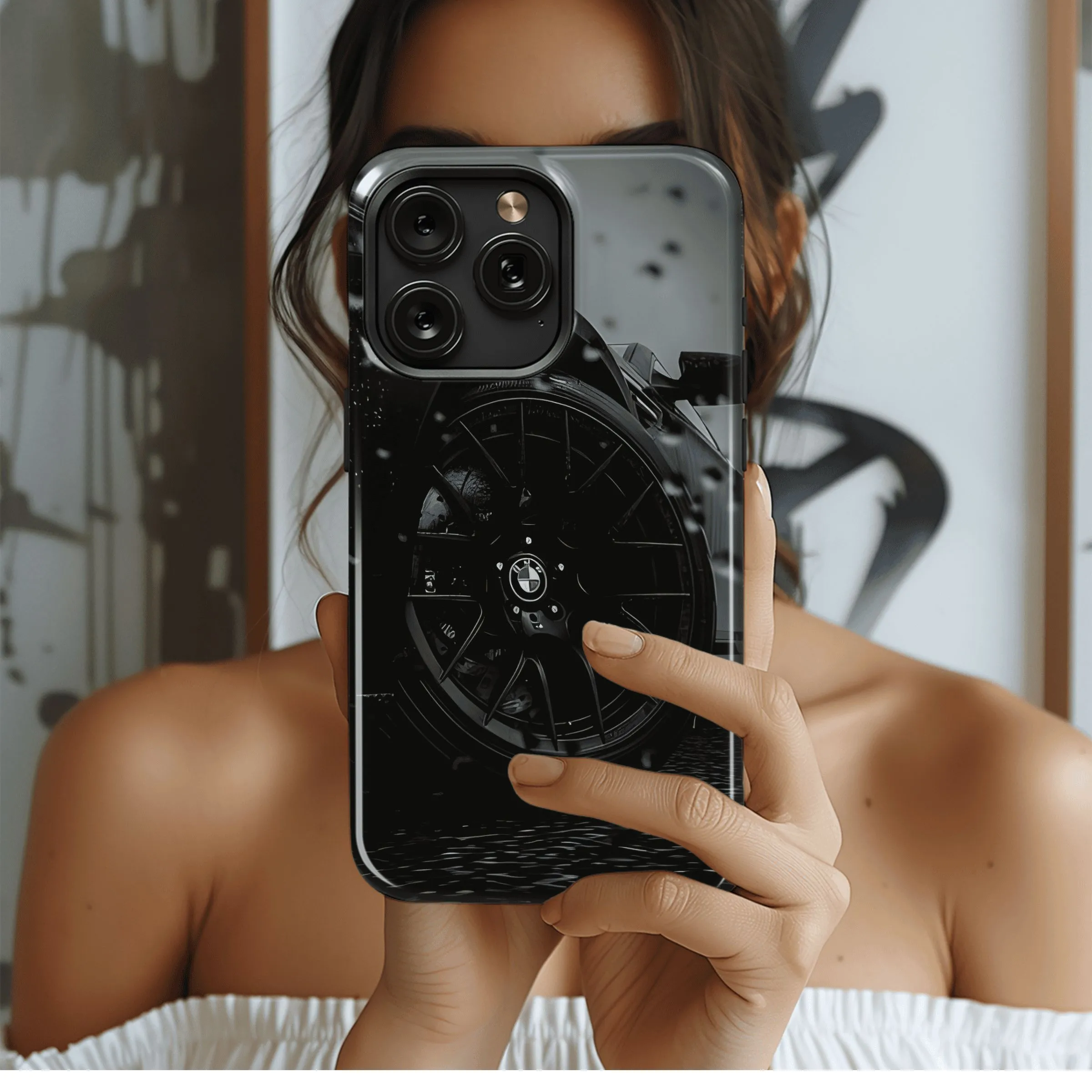 Rainy Black BMW Wheel Phone Case iPhone Samsung Cover Pixel 4425