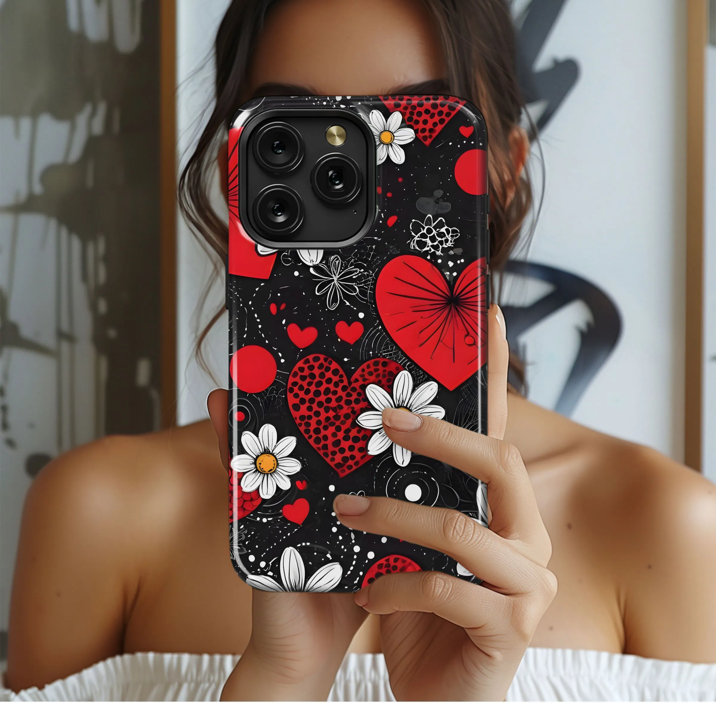 Red Hearts & Daisies
 Phone Case iPhone Samsung Cover Pixel 5524