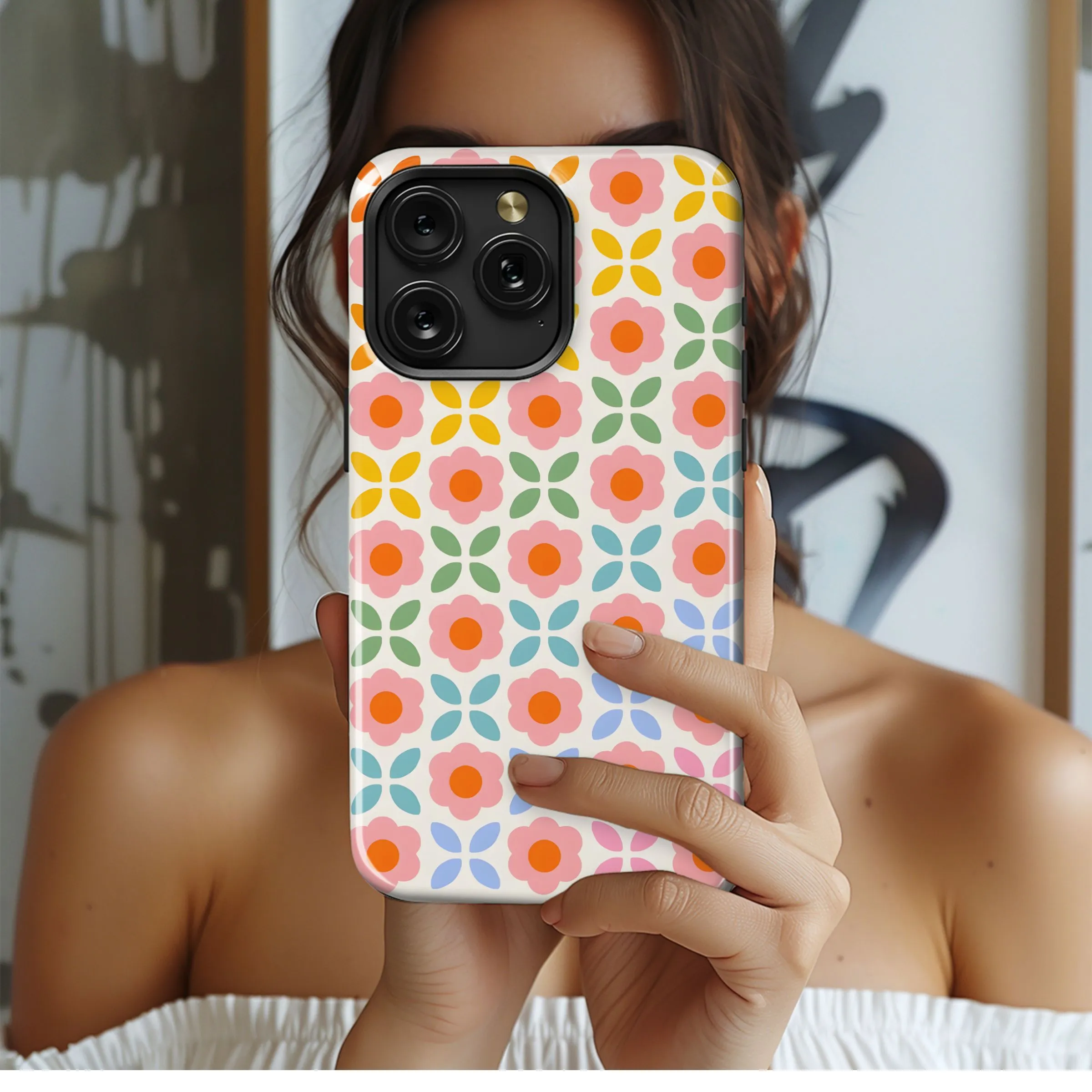 Retro Floral Power Pattern Phone Case iPhone Samsung Cover Pixel 5098