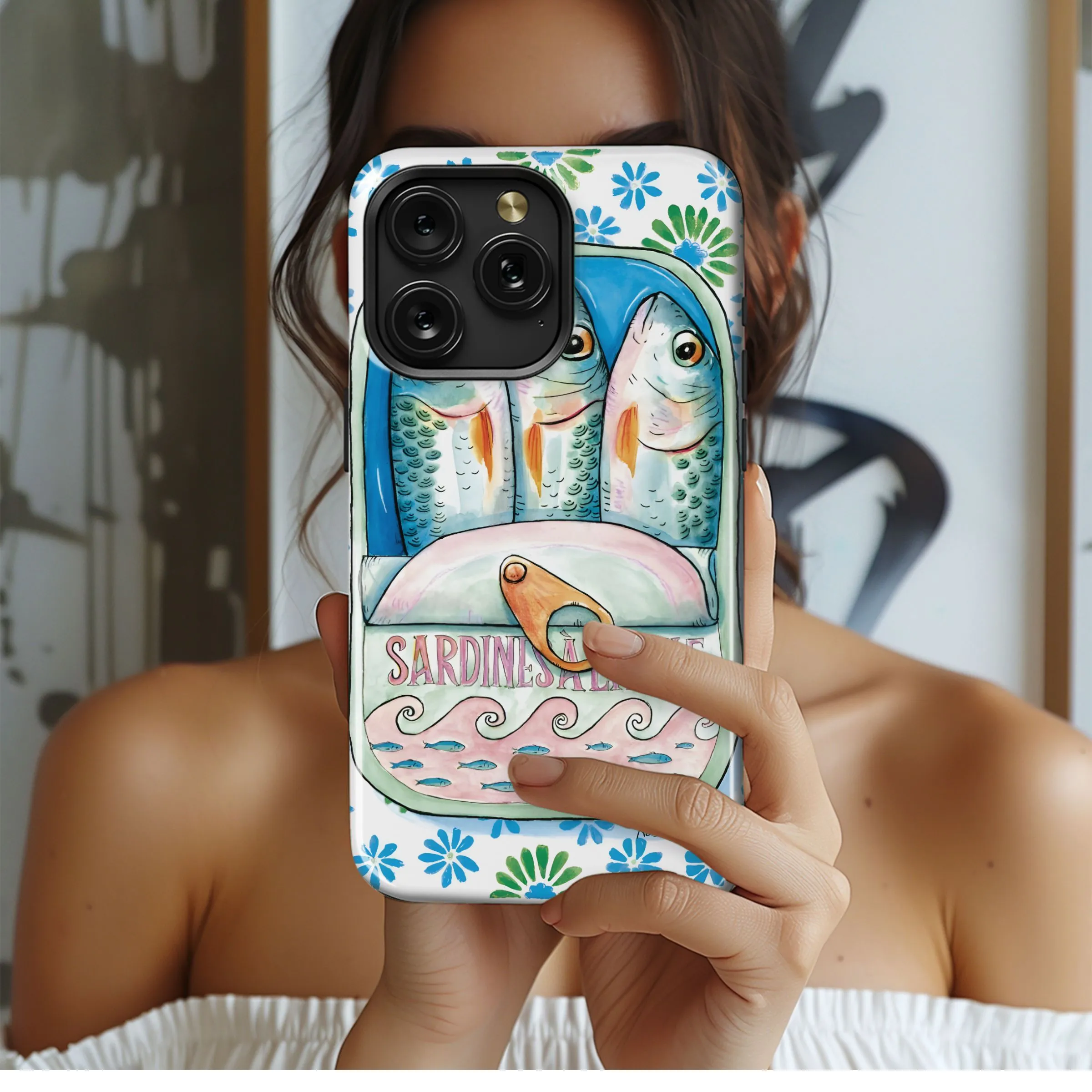 Retro Sardine Can Art Print Phone Case iPhone Samsung Cover Pixel 5389