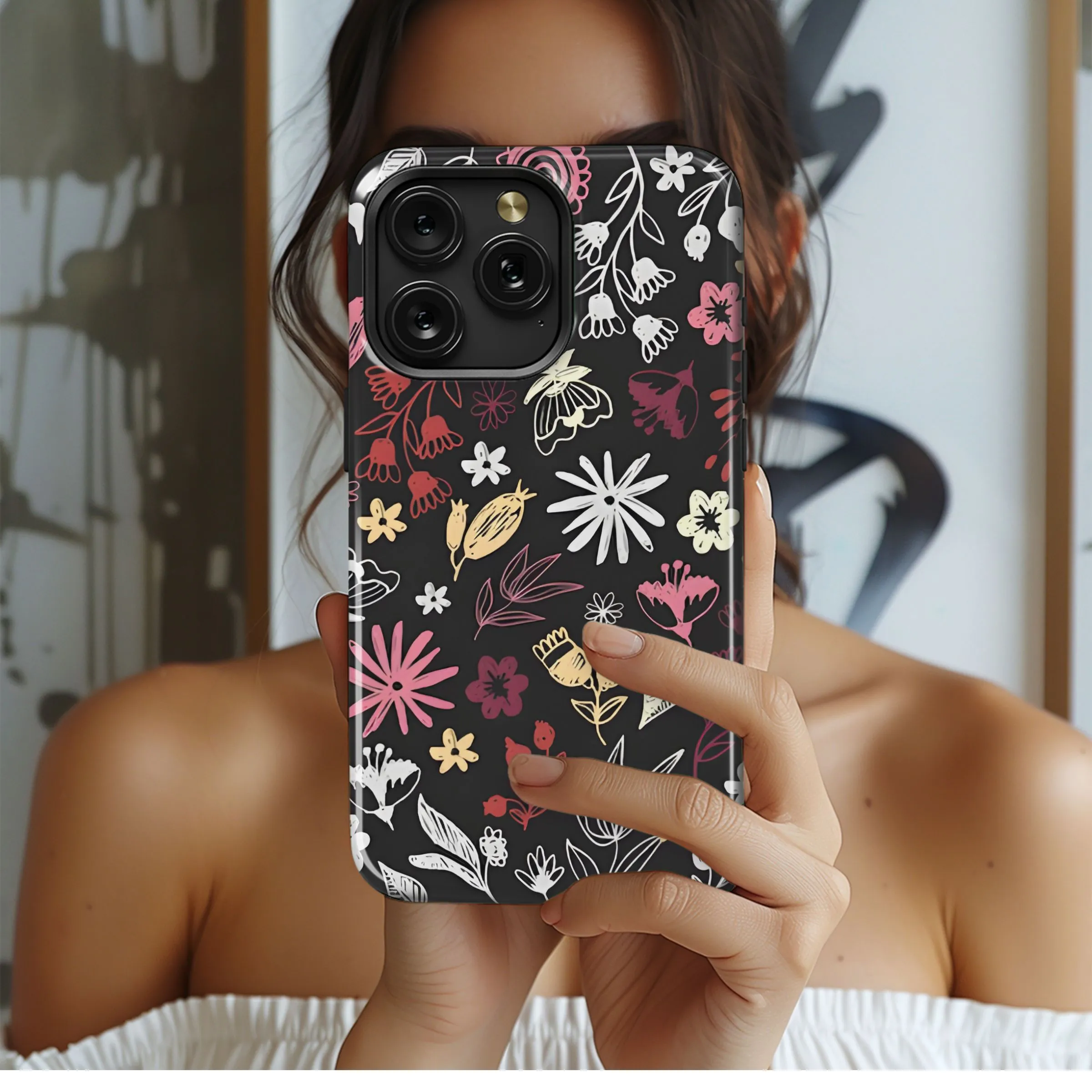 Rustic Floral Sketch Pattern Phone Case iPhone Samsung Cover Pixel 5258