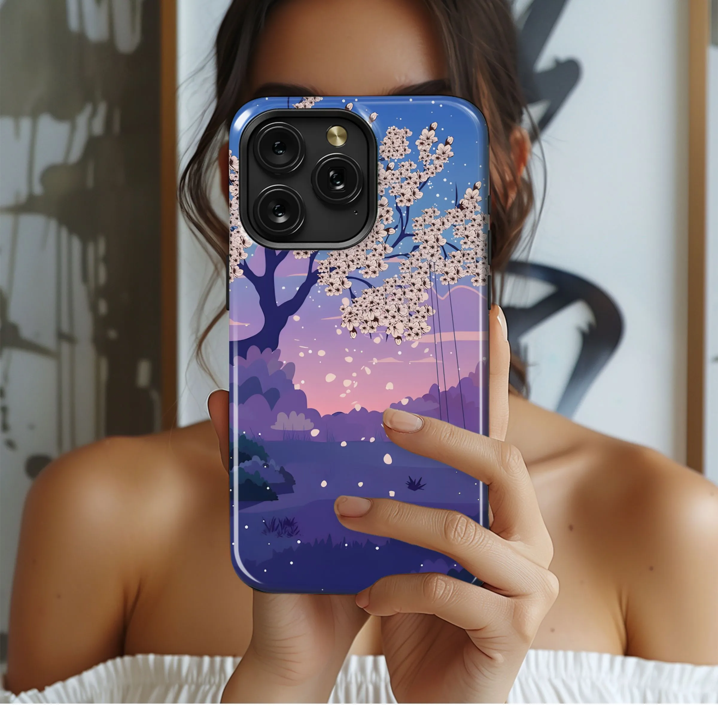 Sakura Dreamscape at Dusk Phone Case iPhone Samsung Cover Pixel 5457