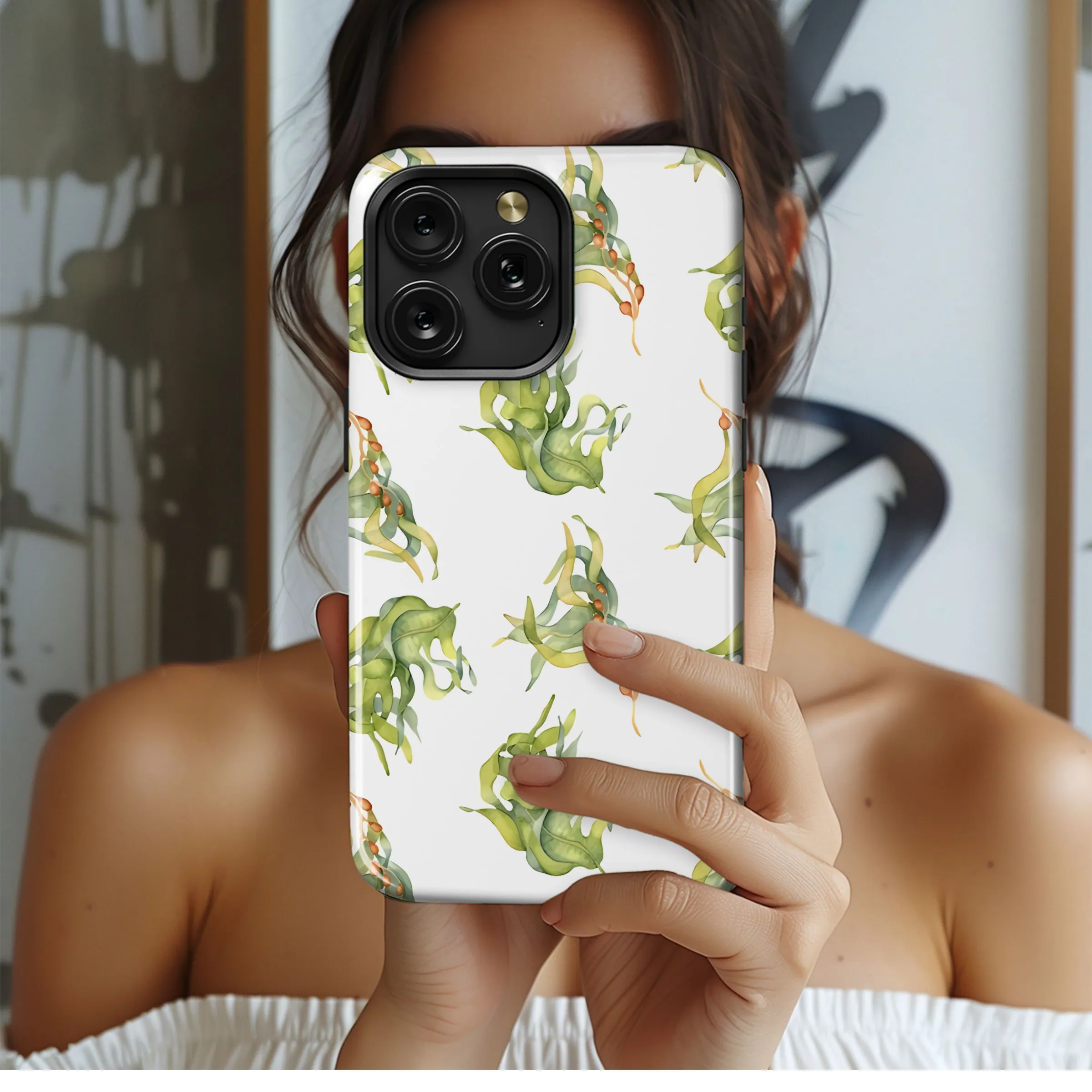 Seaweed Watercolor Pattern Phone Case iPhone Samsung Cover Pixel 5204