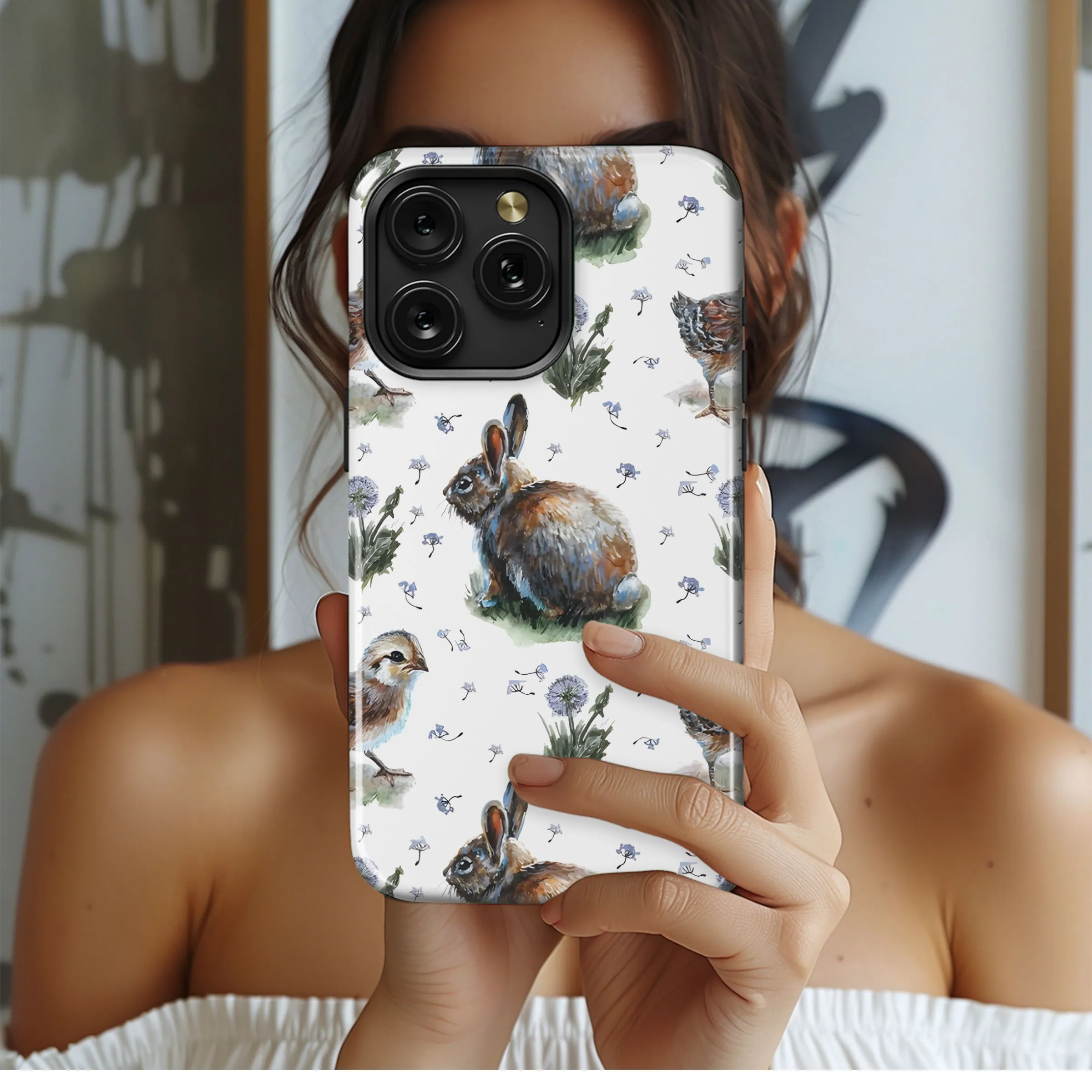Spring Bunny Chick Pattern Phone Case iPhone Samsung Cover Pixel 5427