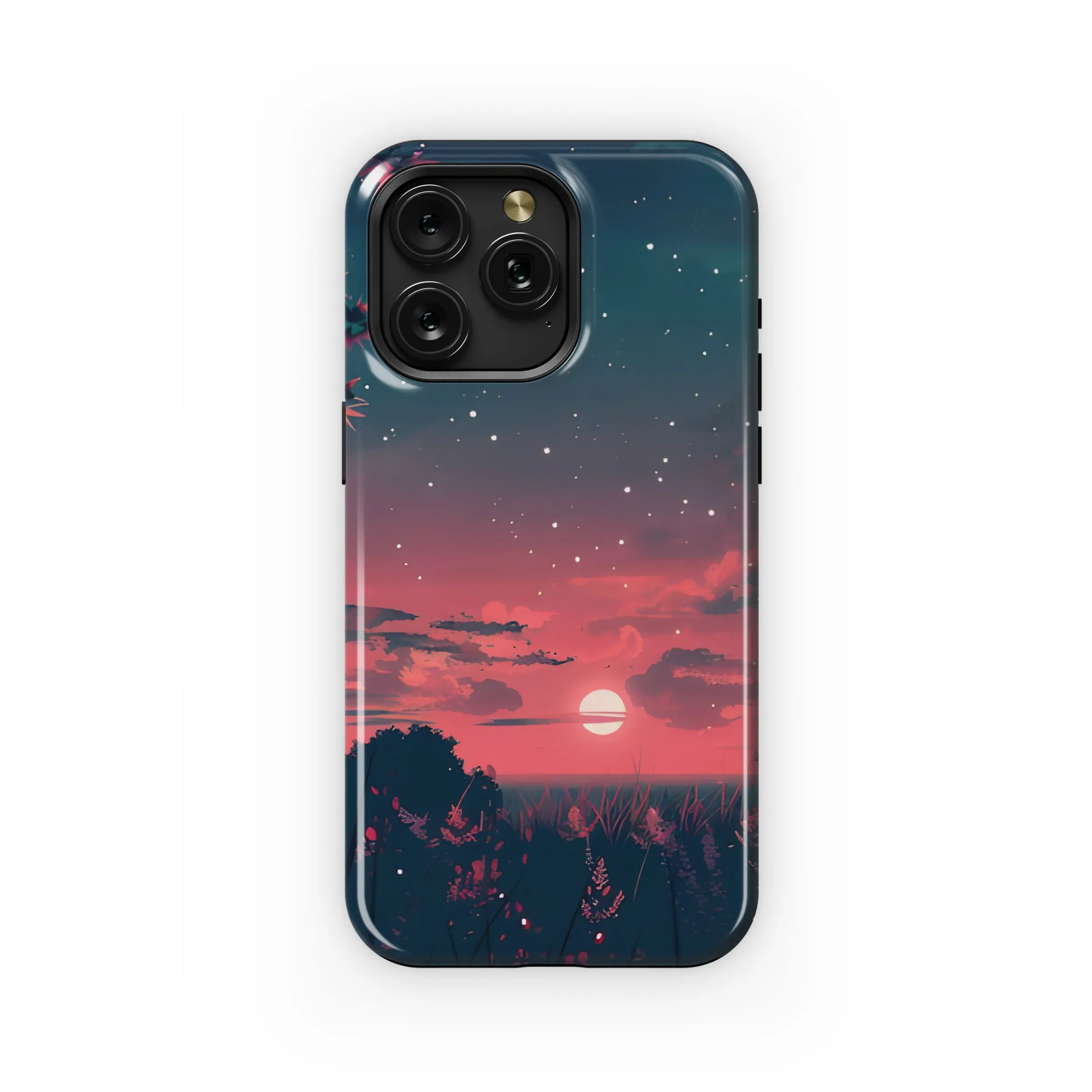 Starry Pink Cloud Forest Sunset Phone Case iPhone Samsung Cover Pixel 5450