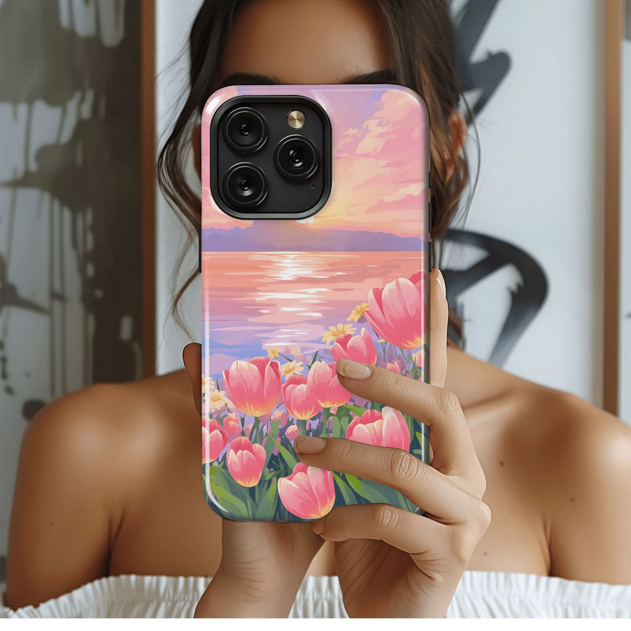 Sunset Tulip Garden
 Phone Case iPhone Samsung Cover Pixel 4568