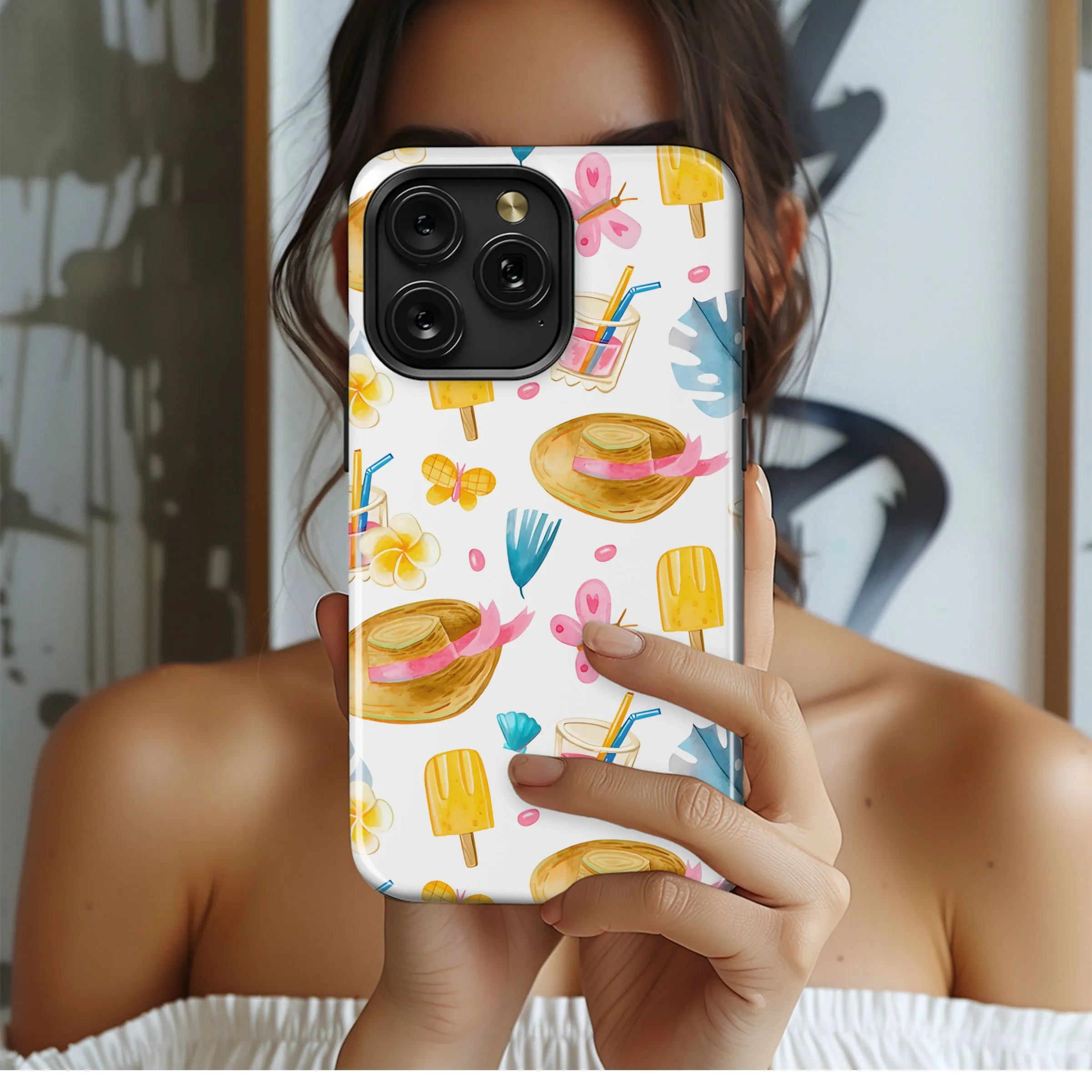Sweet Tropical Summer Fun Pattern Phone Case iPhone Samsung Cover Pixel 5290